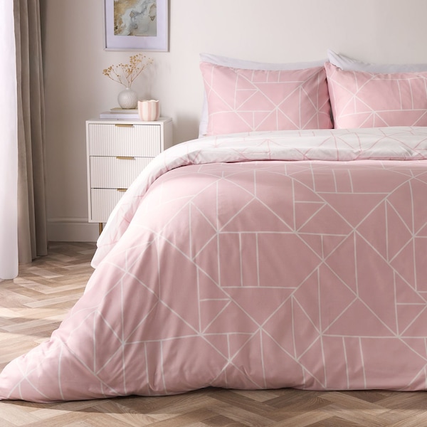 OHS Geometric Reversible Bedding Set Soft Duvet Cover with Pillowcase