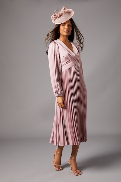 Coast Petite Pleat Skirt Midi Dress Antique Rose