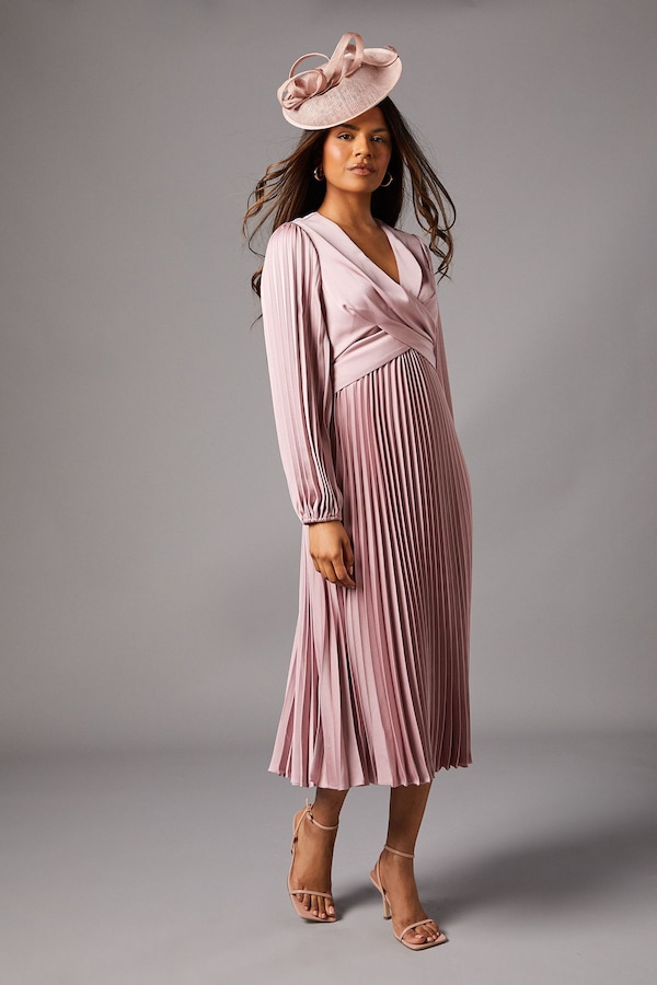 Coast Petite Pleat Skirt Midi Dress Antique Rose
