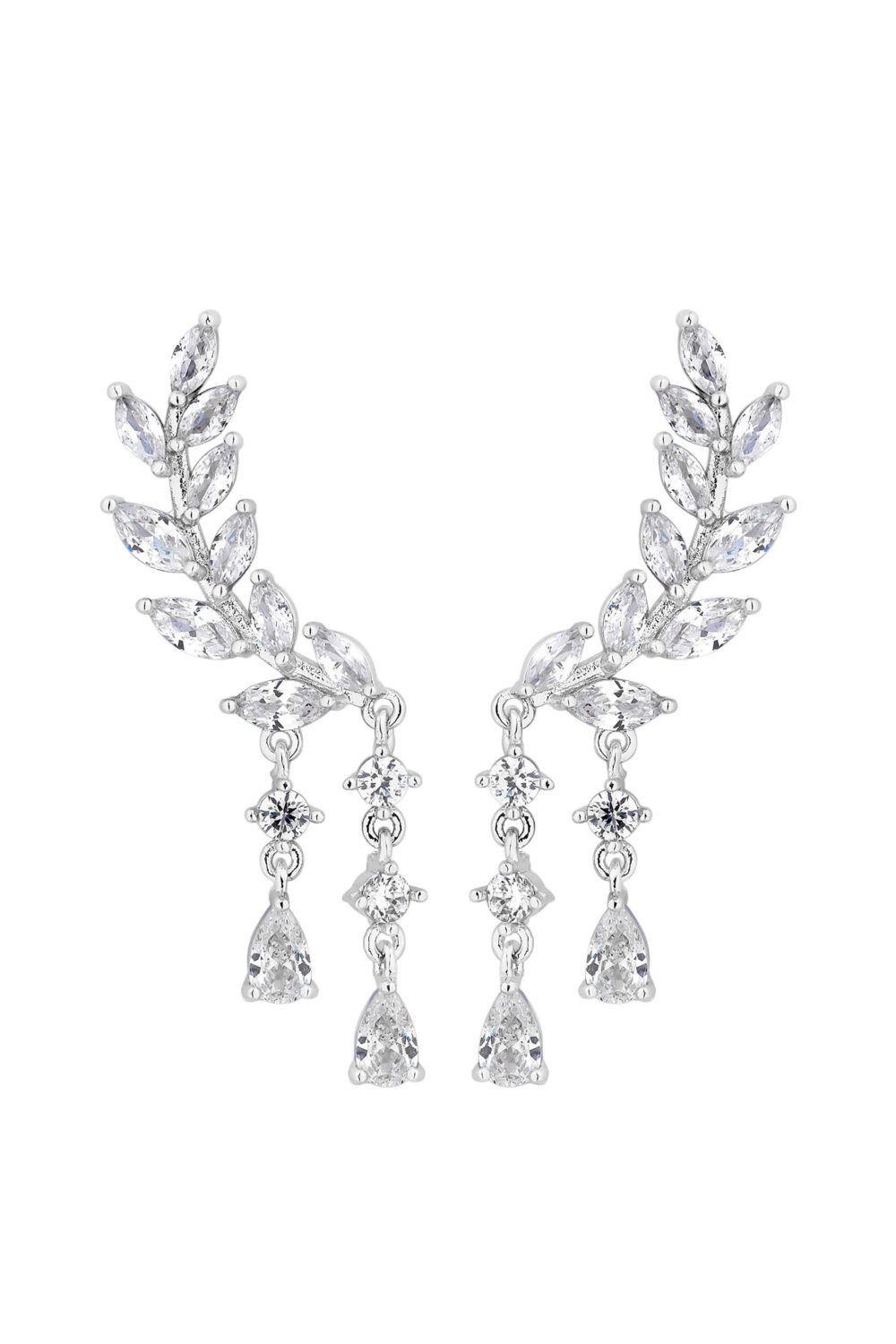 Jon Richard Silver Crystal Ear Climber Droplet Earrings