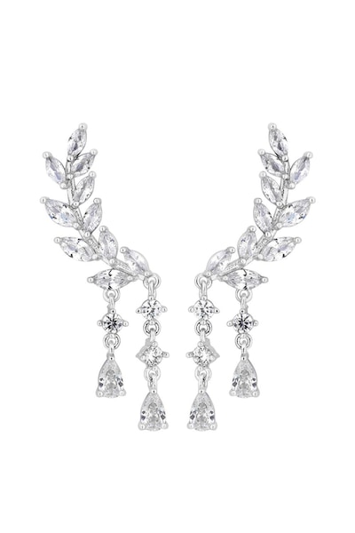 Jon Richard Silver Crystal Ear Climber Droplet Earrings