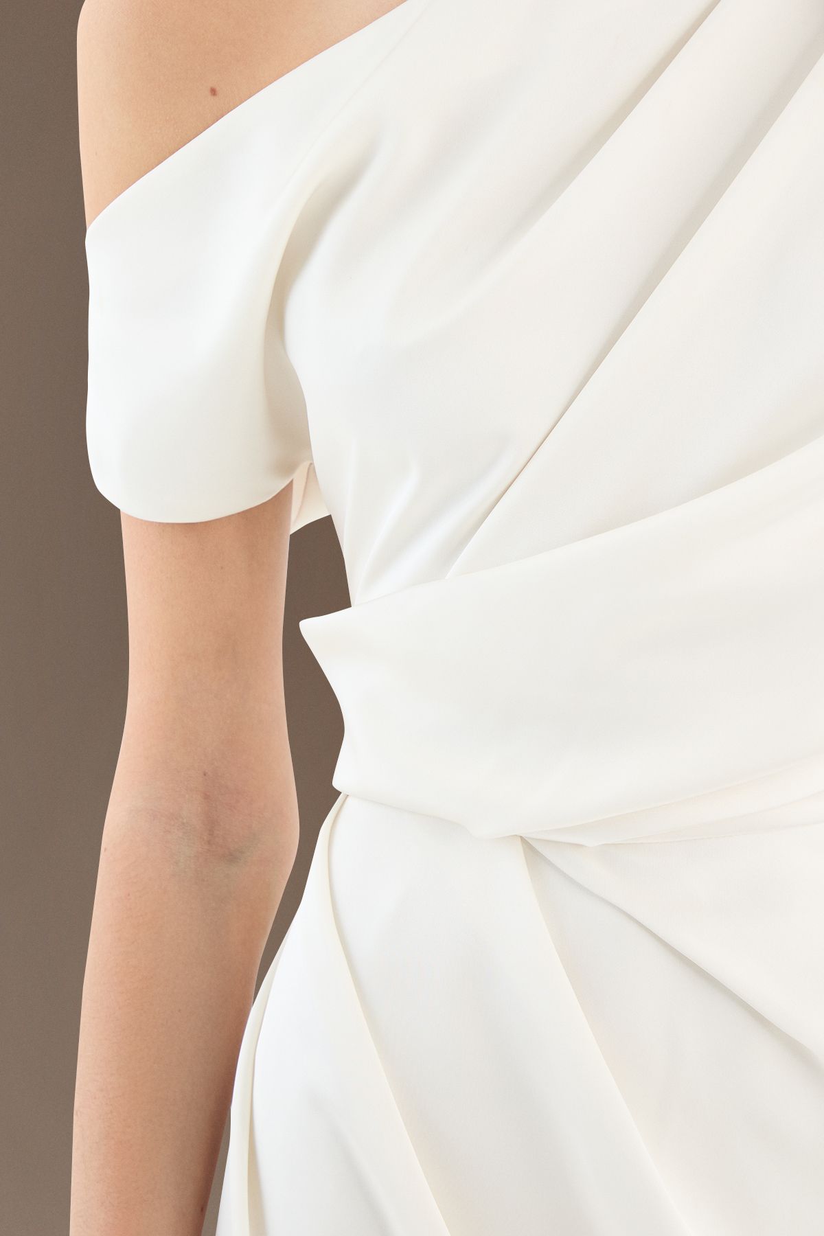 Coast Satin Ruched Detail Off The Shoulder Maxi Wedding Dress Ivory image 4