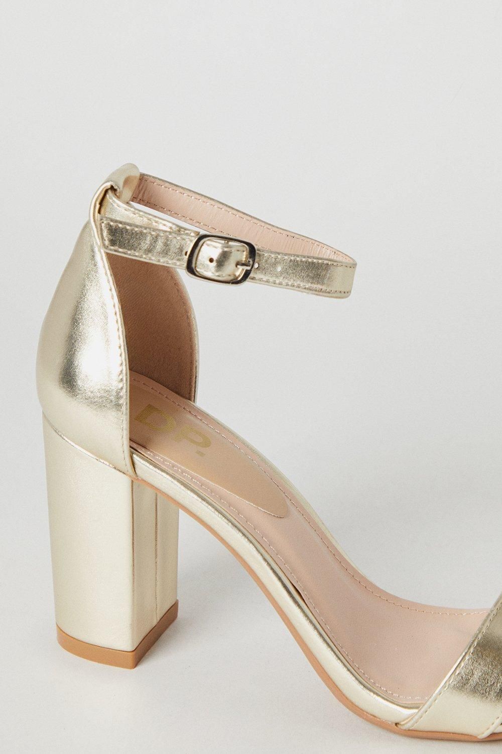 Dorothy Perkins Spark High Block Heel Sandals Gold image 4