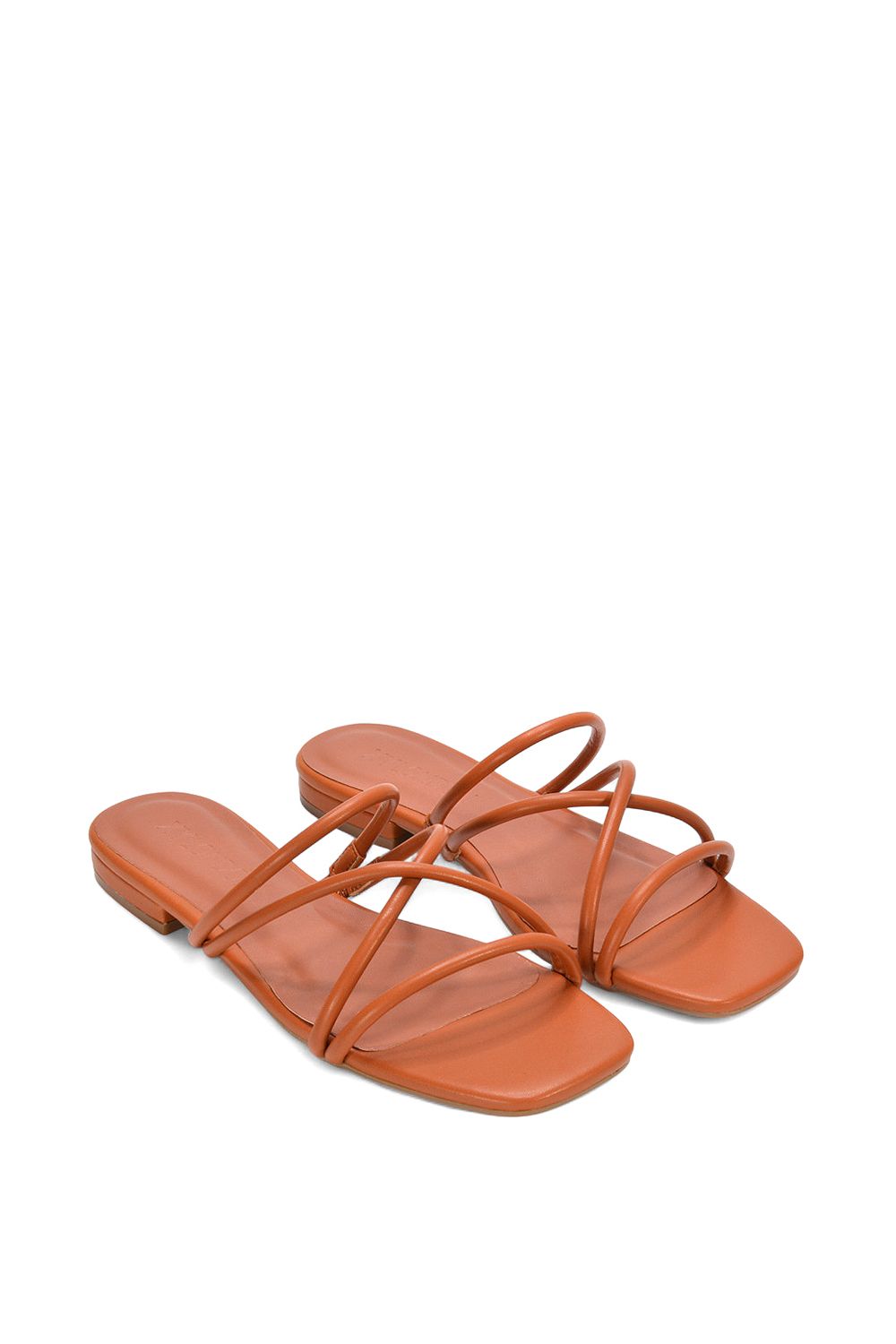 XY London 'Suzzie' Strappy Flat Slip On Square Toe Slider Mule Sandals image 4