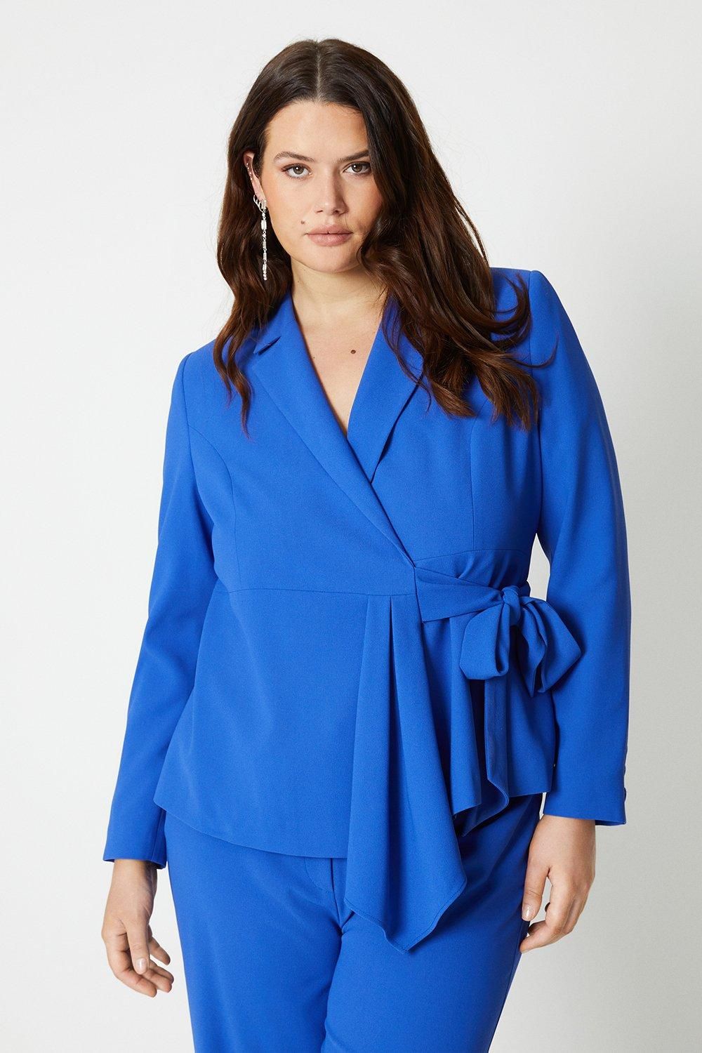 Coast Plus Size Waterfall Drape Wrap Blazer Blue image 2