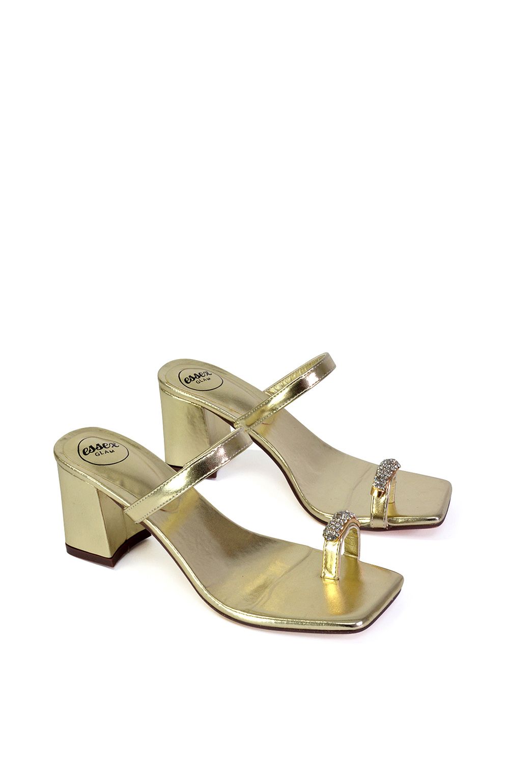 XY London 'Daiquiri' Double Strap Square Toe Ring Block Heel Sandals image 5