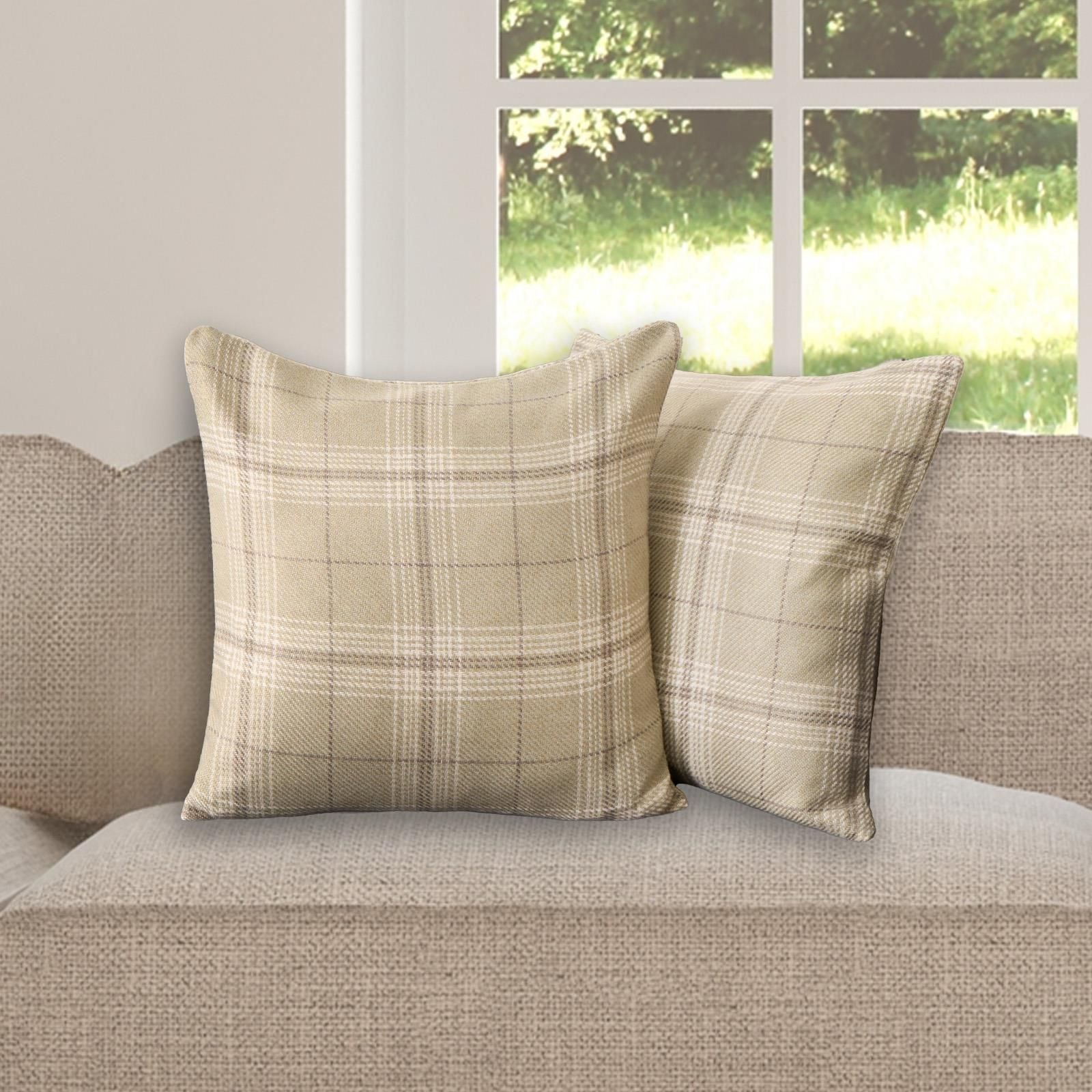 OHS 4 Pack Woven Check Cushion Covers Printed Soft image 1