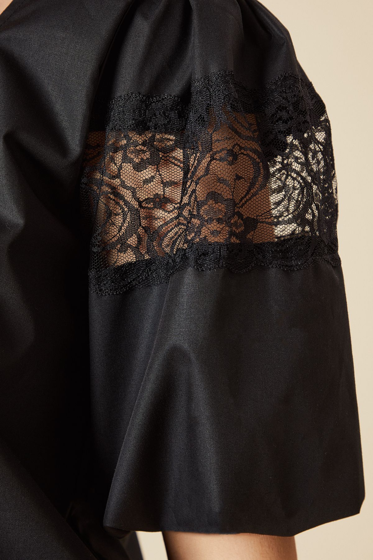 Dorothy Perkins Pleat Front Lace Trim Short Sleeve Blouse Black image 5