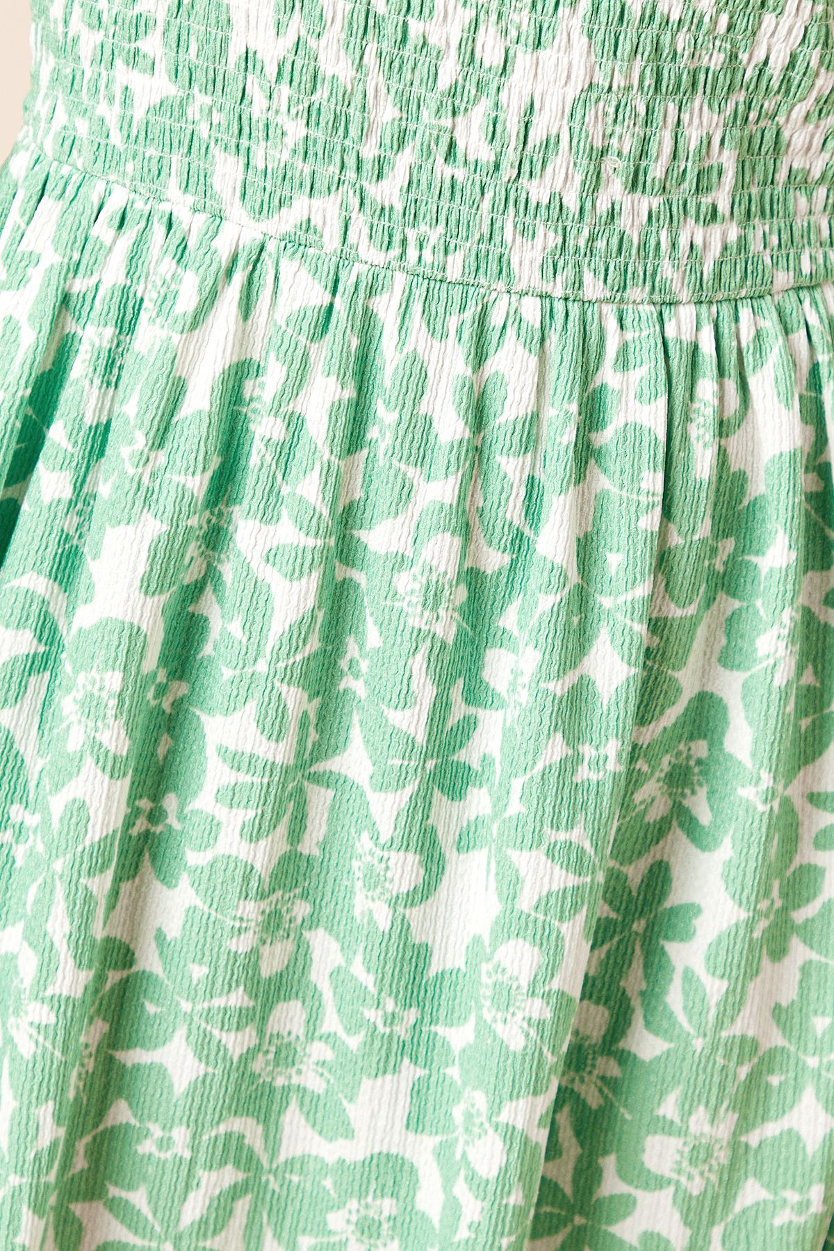 Dorothy Perkins Petite Green Floral Shirred Bodice Bardot Jersey Mini Dress Floral image 5