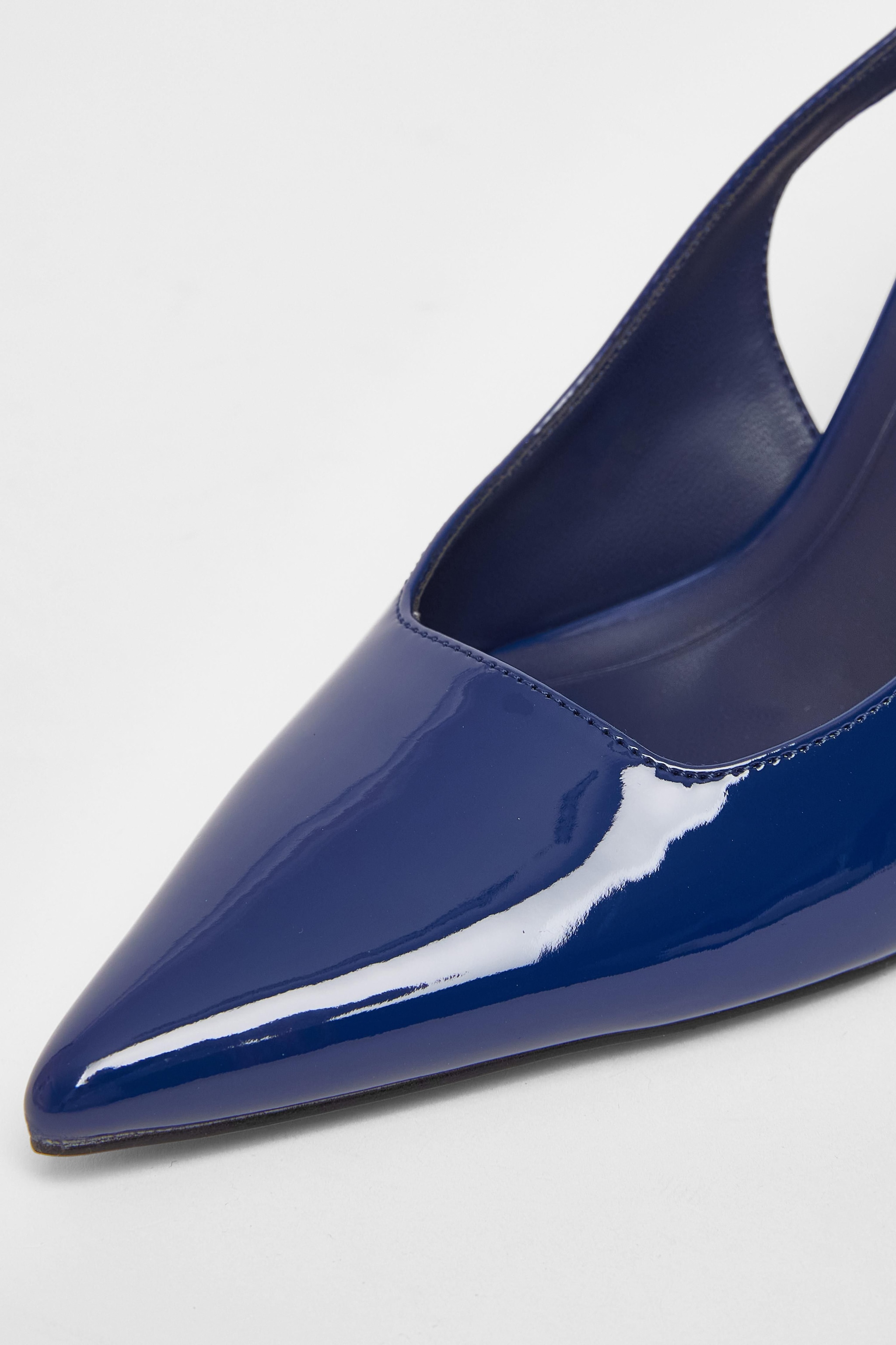 Quiz Blue Faux Leather Court Heels image 4