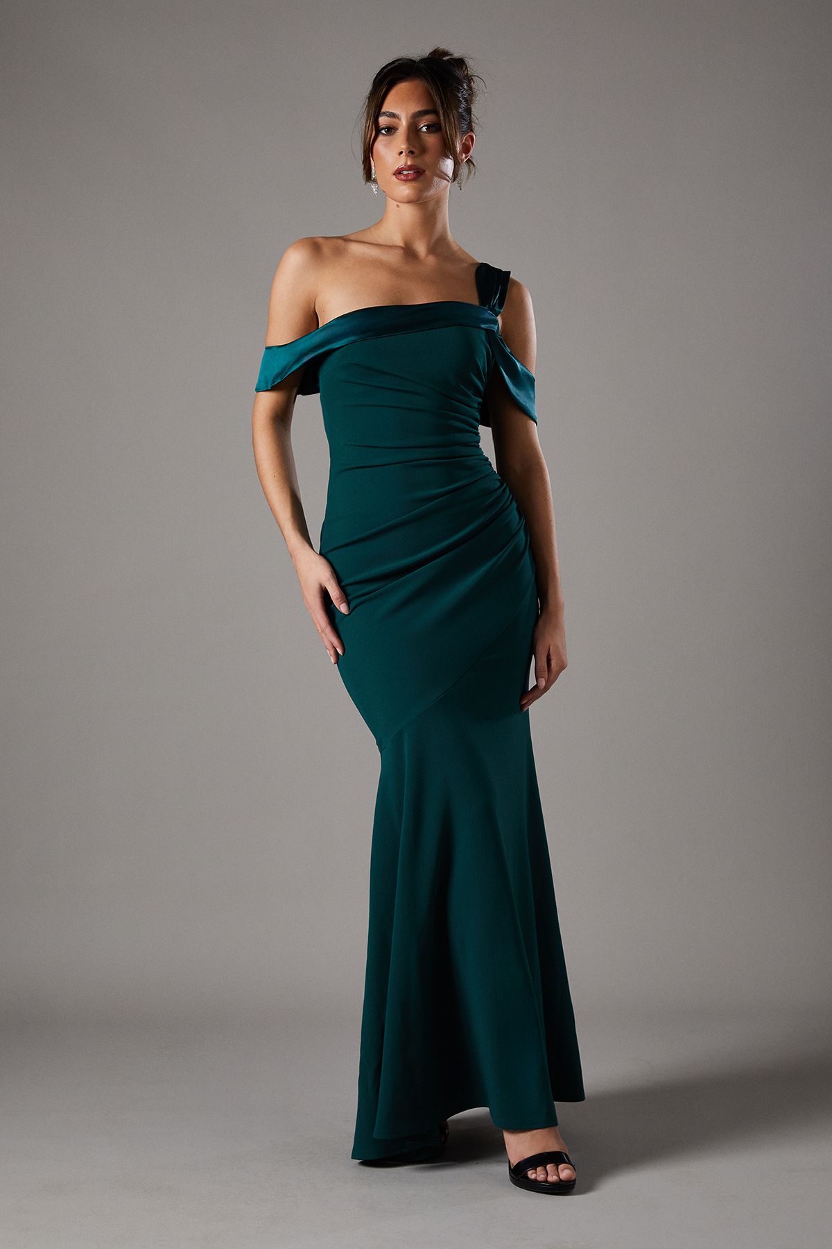 Coast Bardot Maxi Dress With Satin Trim Green image 1