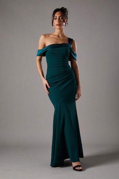 Coast Bardot Maxi Dress With Satin Trim Green