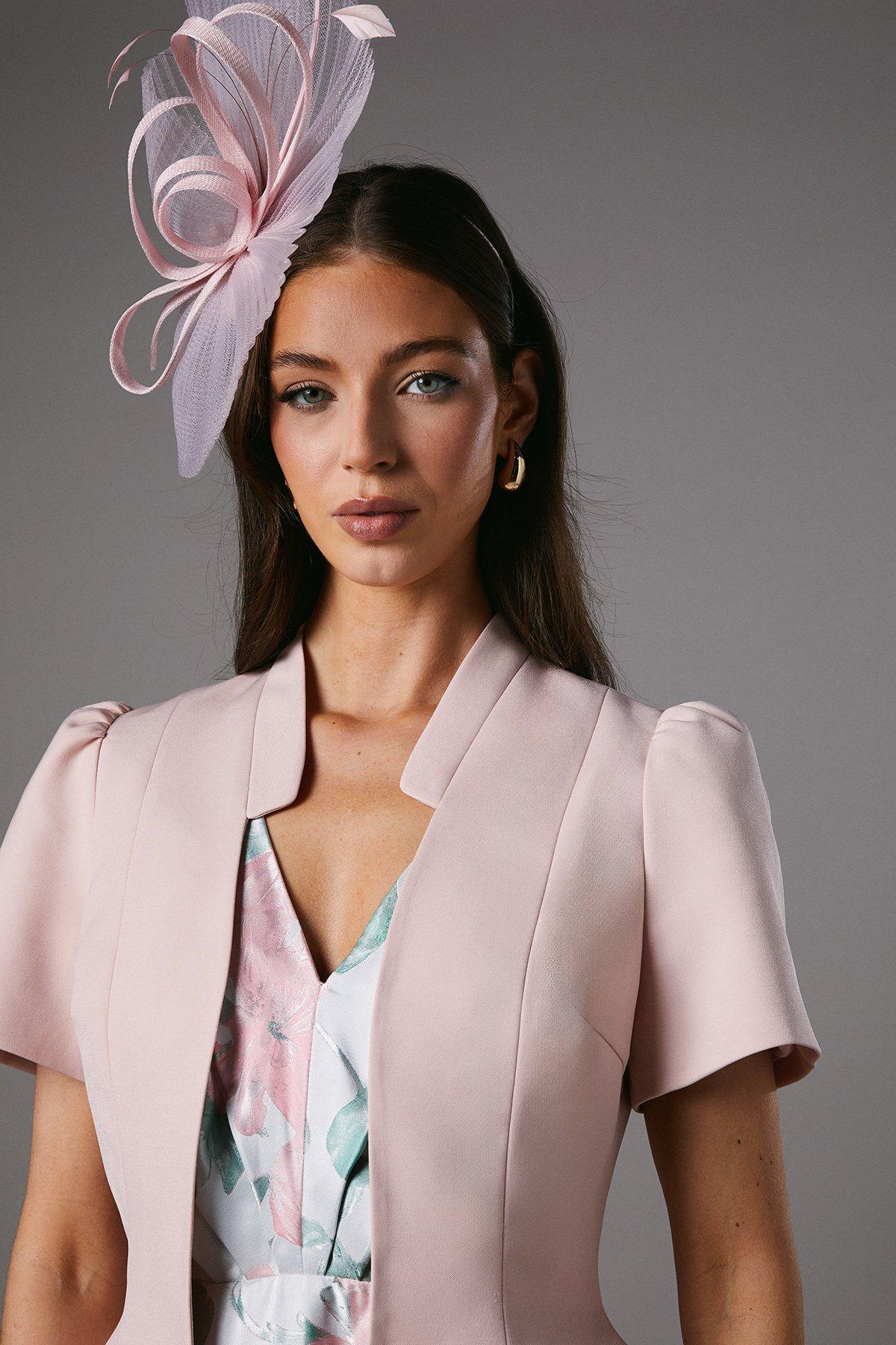 Coast Peplum Short Sleeve Crop Jacket Nude image 3