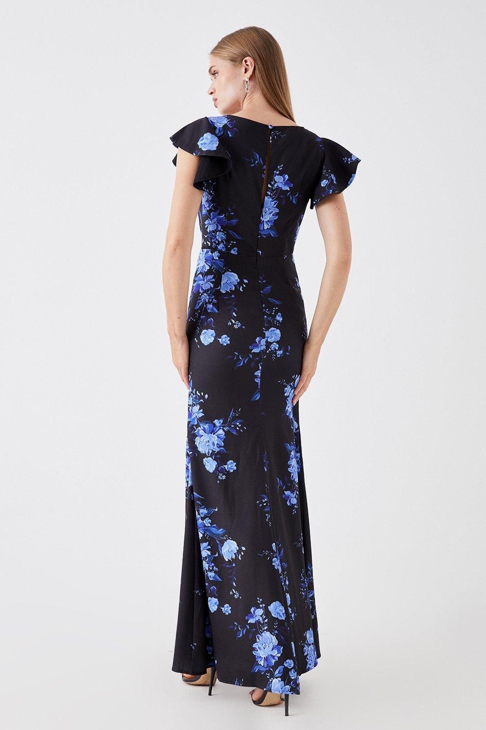 Coast Sophie Habboo Satin V Neck Maxi Dress Black image 5