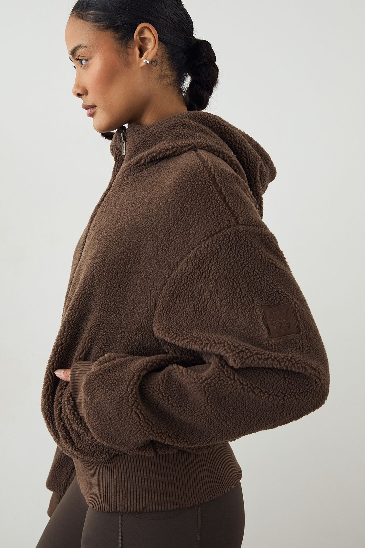 DSGN Studio DSGN Studio Borg Zip Through  Jacket Espresso image 4