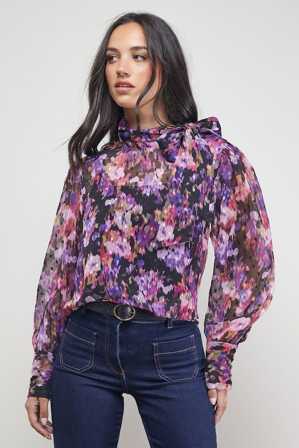Oasis Pussy Bow Blouse Floral