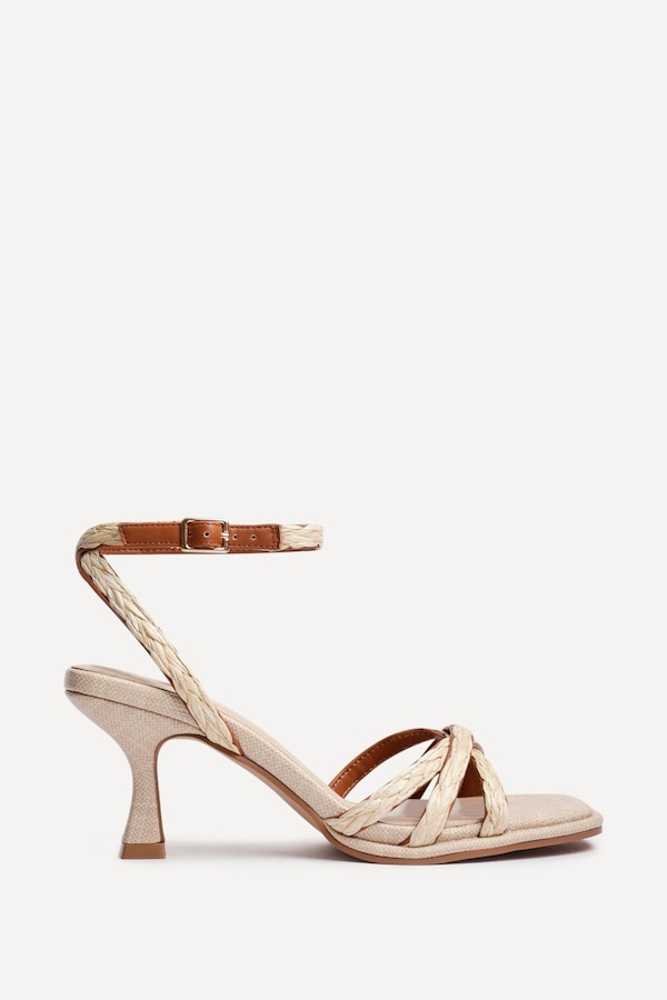 Linzi Faro Natural Raffia Strappy Heeled Sandals