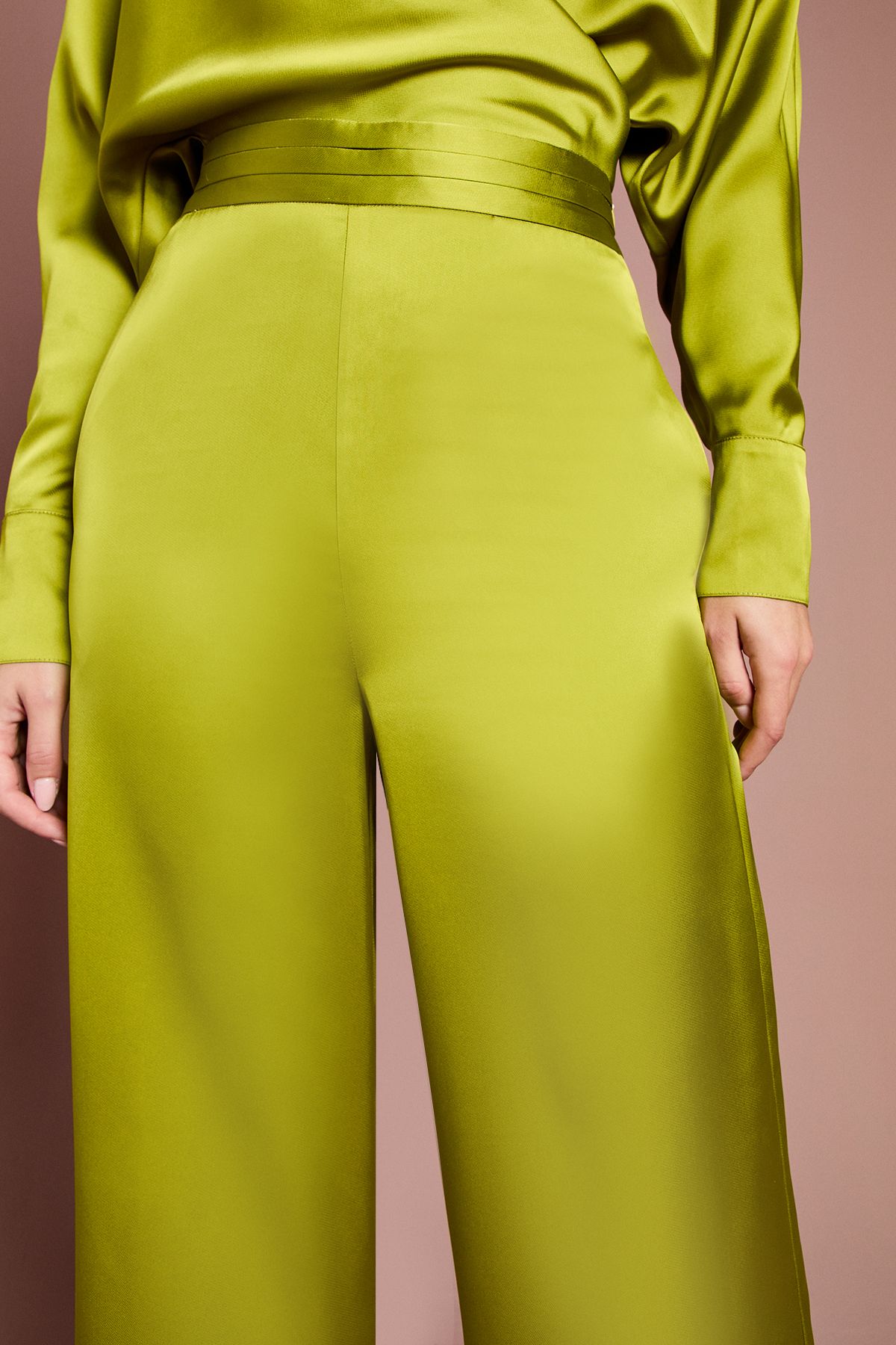 Coast Wide Leg Satin Trouser Co Ord Chartreuse image 4