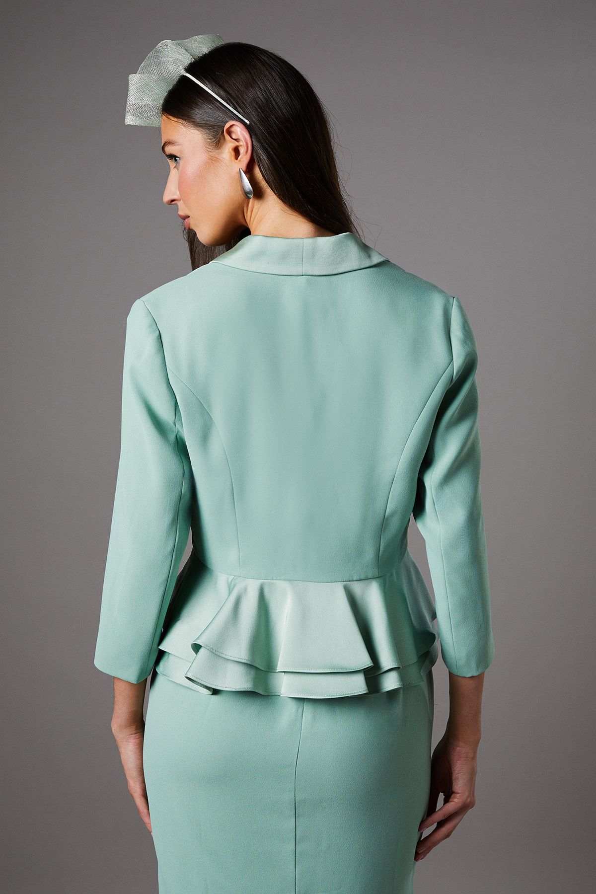 Coast Satin Back Crepe Tailored Jacket With Peplum Sage image 4