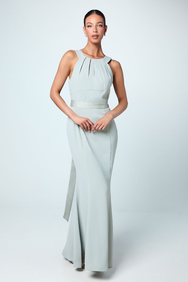 Coast Halter Neck Satin Bridesmaid Dress with Tie Back Detail Sage