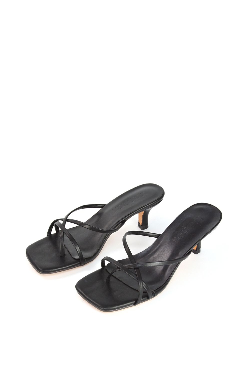 XY London 'Dream' Strappy Square Toe Kitten Heel Slip on Mule Sandals image 3