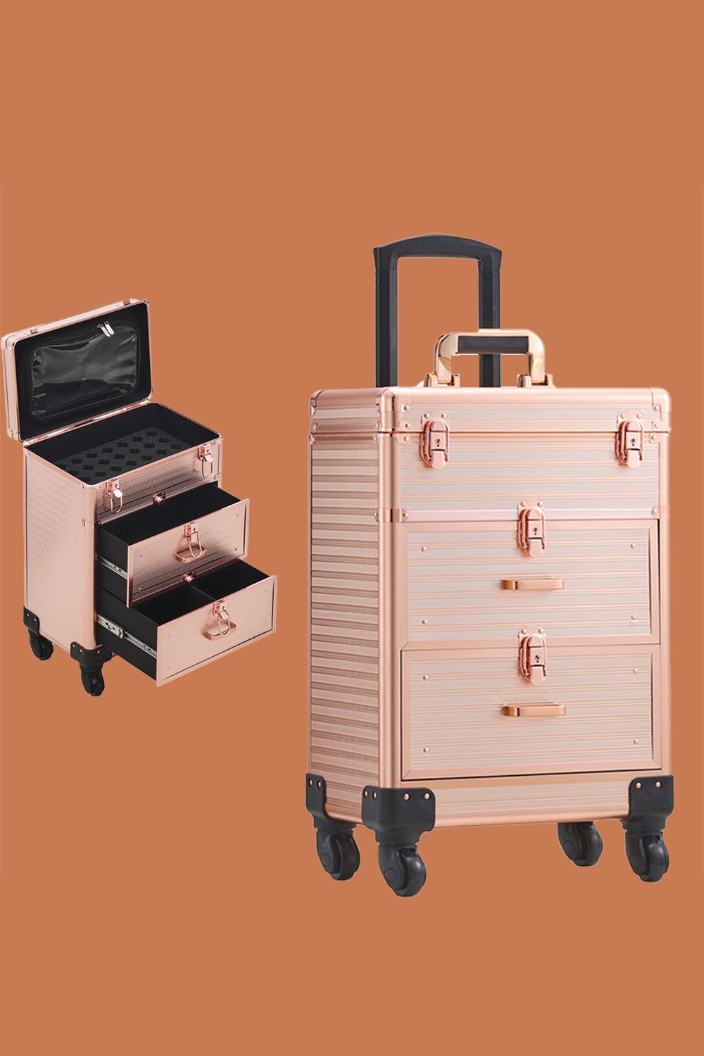 Living and Home 3 in 1 Portable Cosmetic Makeup Case Manicure Case image 2