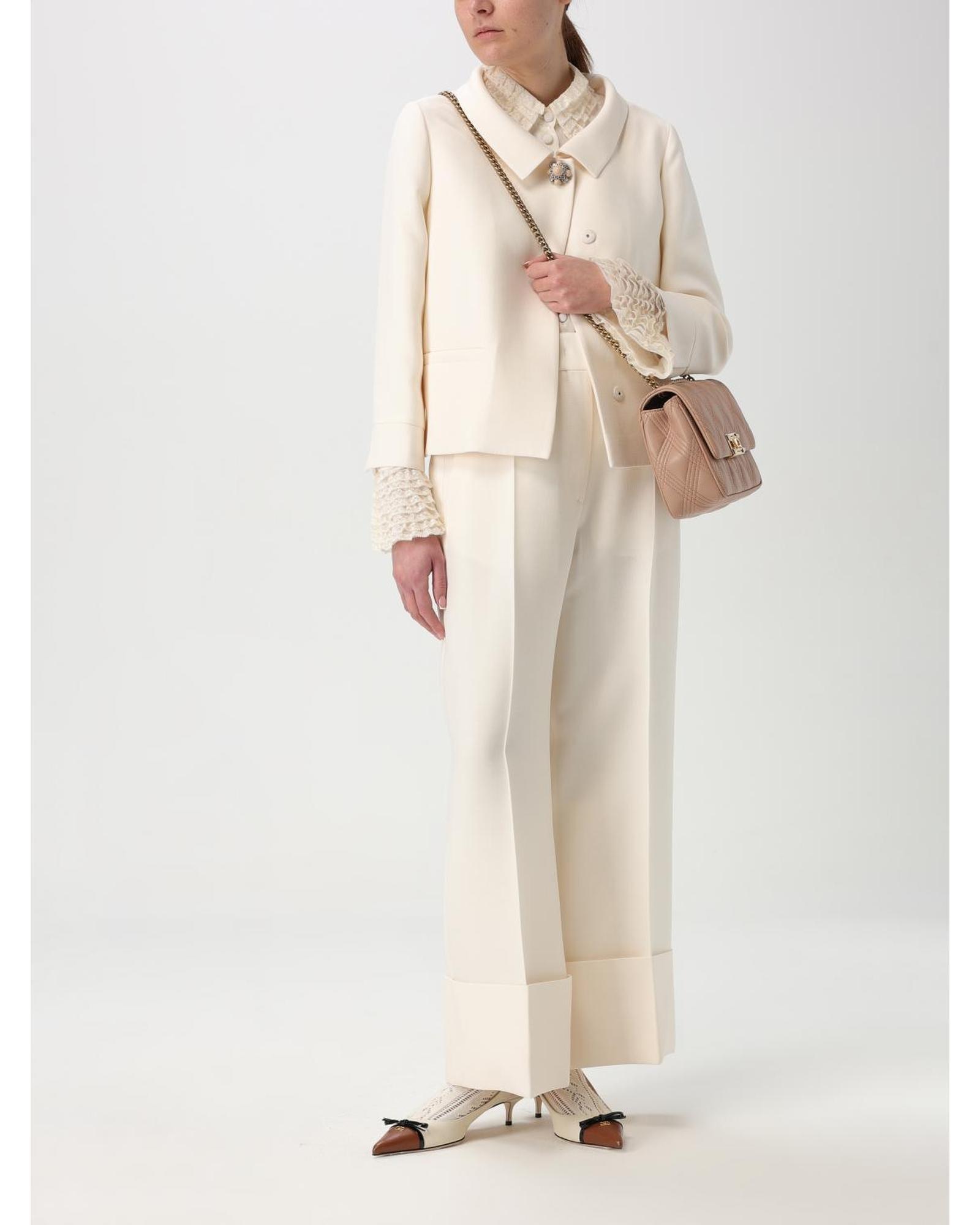 Valentino Cropped Blazer Lace Cuffs Wo - Yellow Cream Jackets image 2