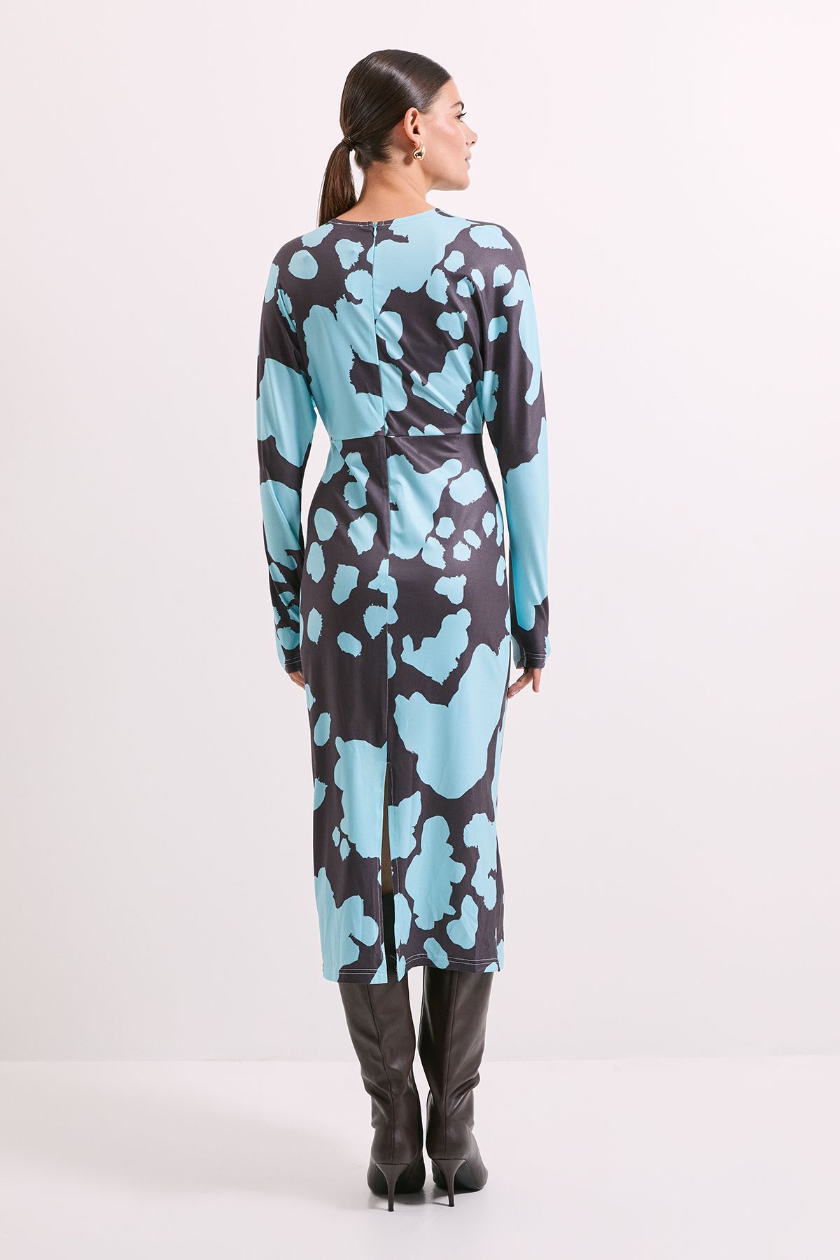 Principles Blue Printed Twist Front Jersey Midi Dress Blue image 4