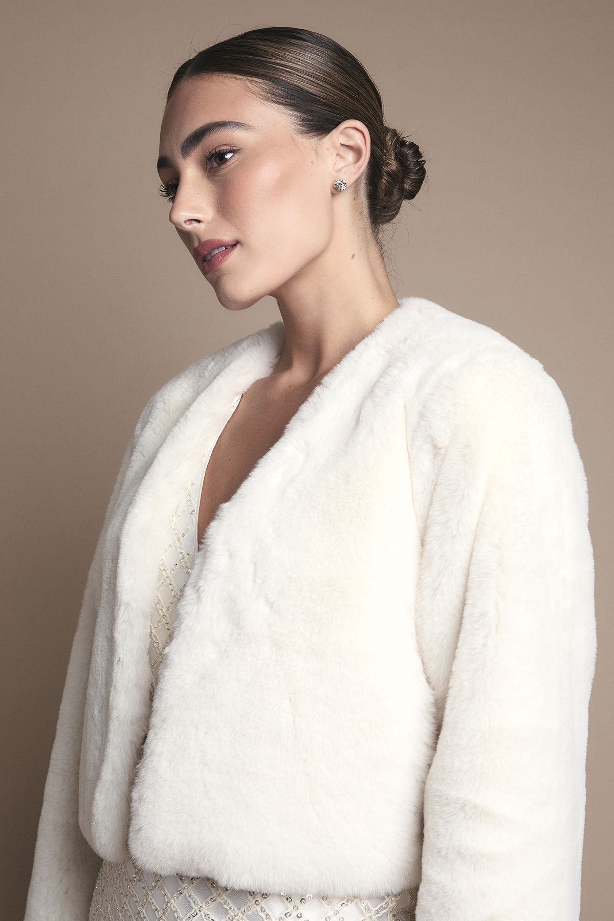 Coast Ivory Occasion Short Edge To Edge Faux Fur Coat Ivory image 4