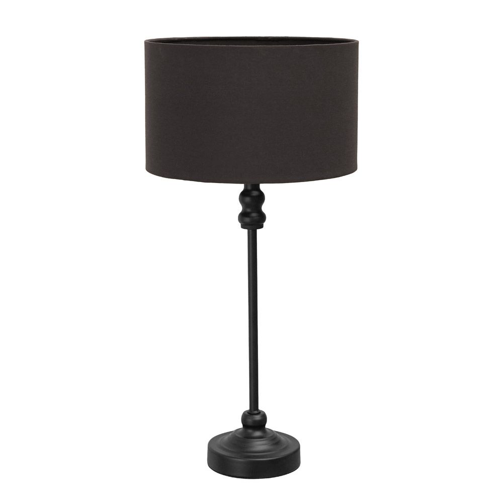 ValueLights Maggie Black Metal Candlestick Slim Table Lamp with Fabric Drum Lamp Shade image 2