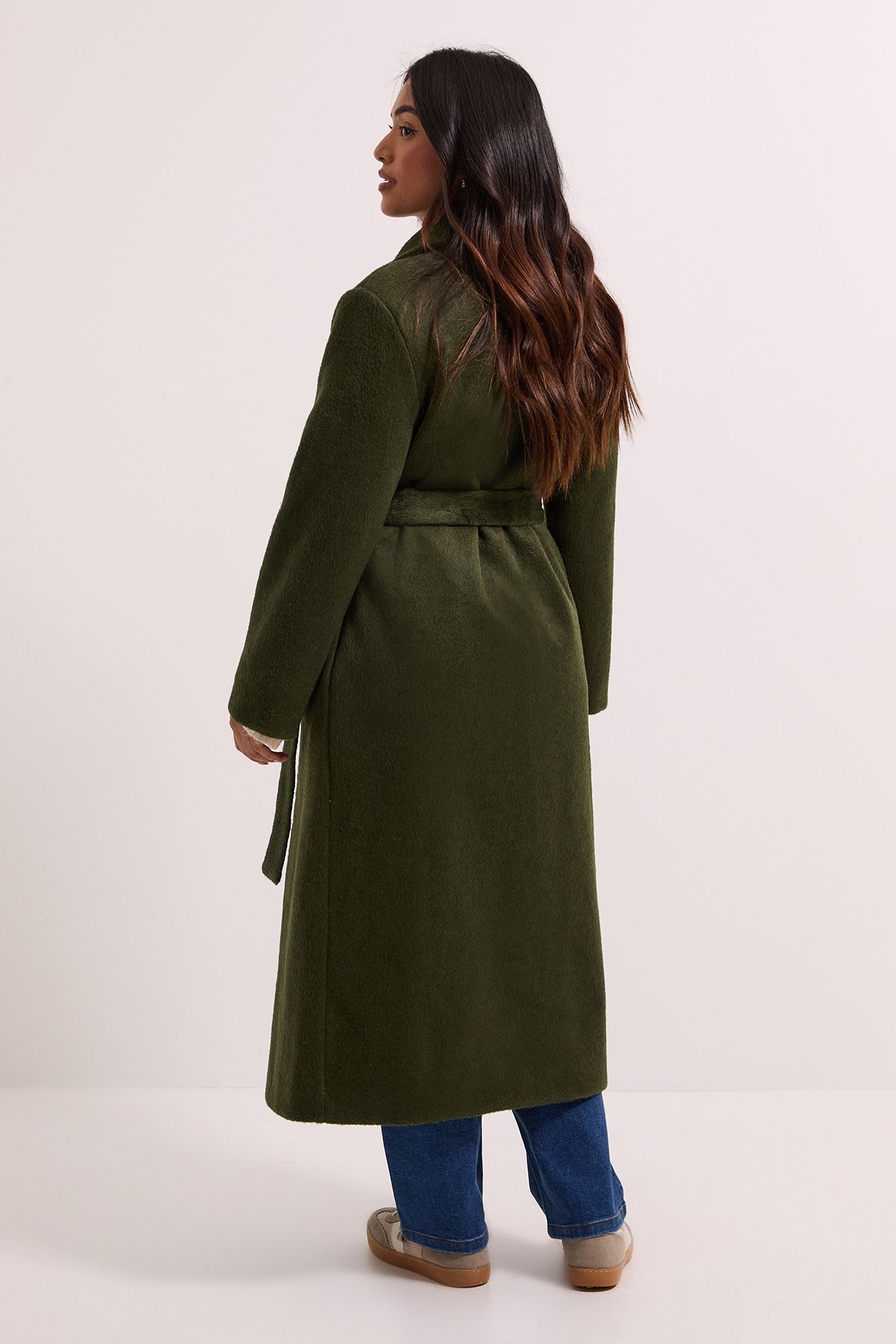 Dorothy Perkins Petite Longline Belted Coat Green image 4