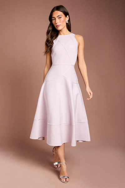 Coast Ribbed Bandage Halterneck Midi Dress Lilac
