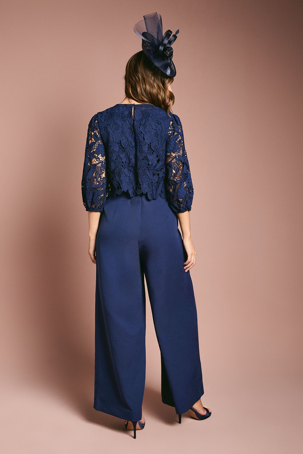 Coast Lace Overlay Wide Leg Jumpsuit Navy image 4