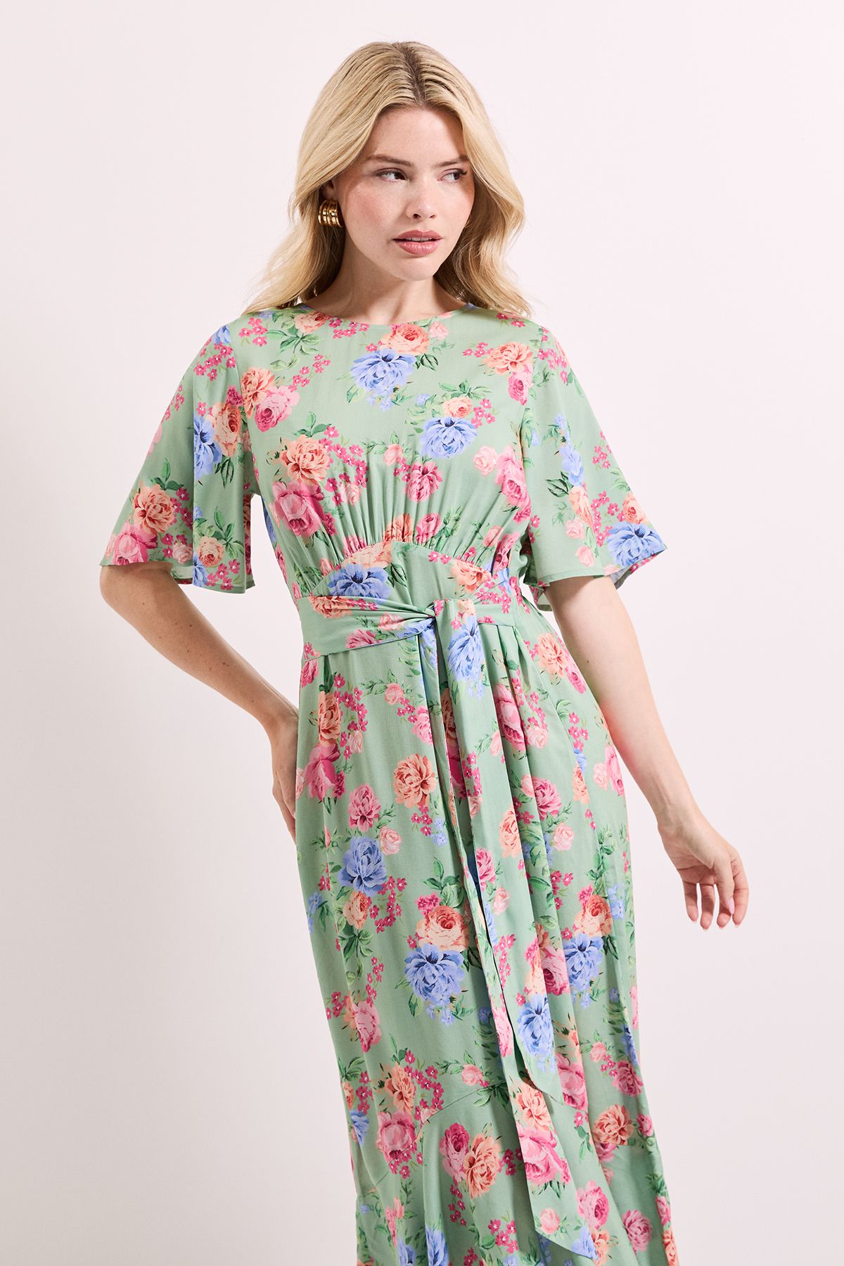 Dorothy Perkins Floral Empire Seam Angel Sleeve Midaxi Dress Floral image 2
