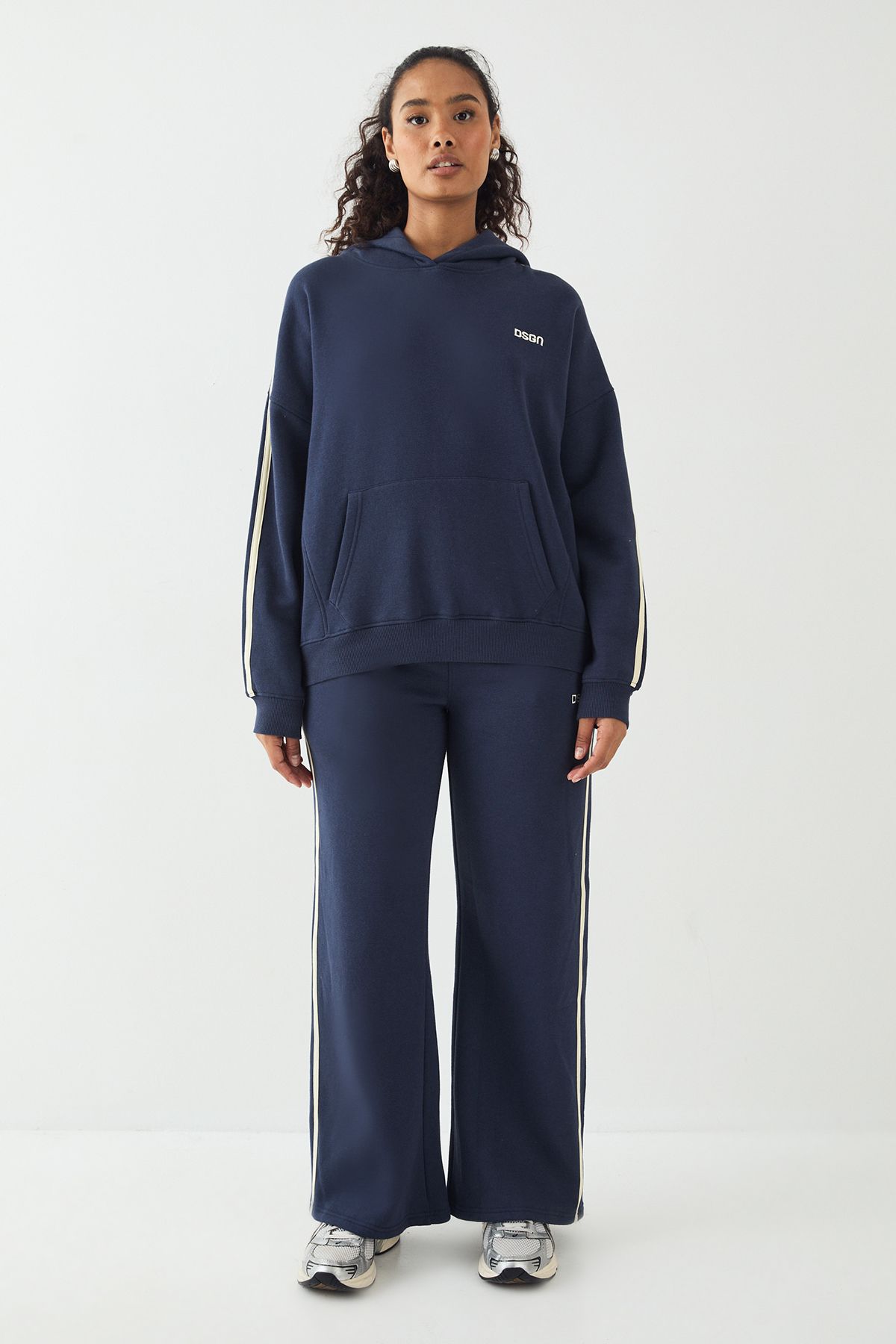 DSGN Studio DSGN Studio Side Stripe Oversized Hoodie Navy image 5
