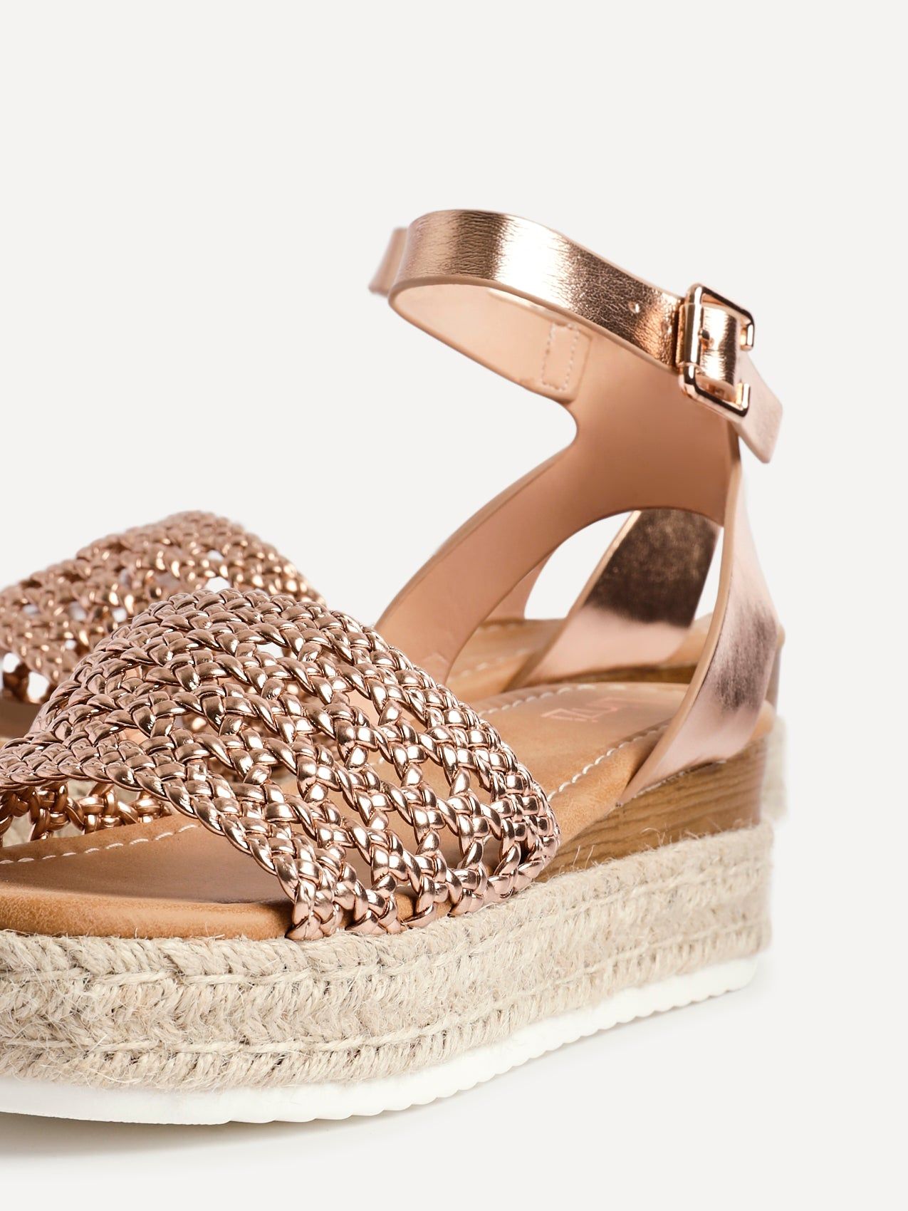 Linzi Sundown Rose Gold Faux Leather Handwoven Espadrille Flatform Sandal image 5