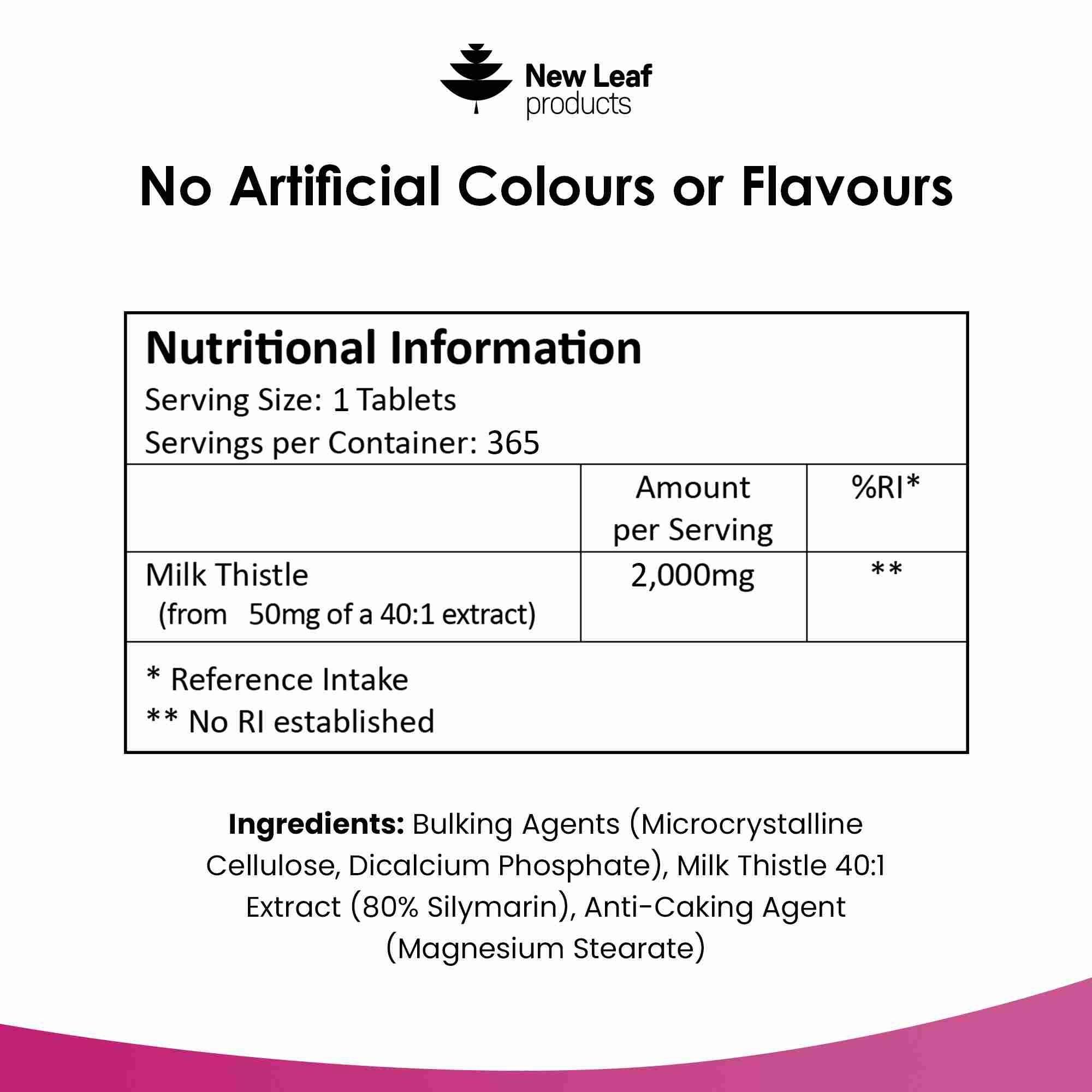 New leaf health Milk Thistle Tablets - 80% Silymarin High Strength – Value Pack 365 Tablets One A Day Milk Thistle Supplements - Vegan, GMO-Free, Gluten-Free, Made in The UK, Food Supplement image 6