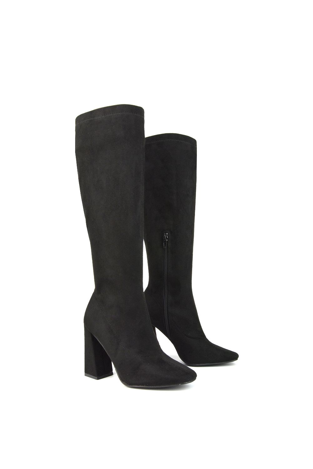XY London 'Gia' Square Toe Block High Heel Knee High Boots image 4