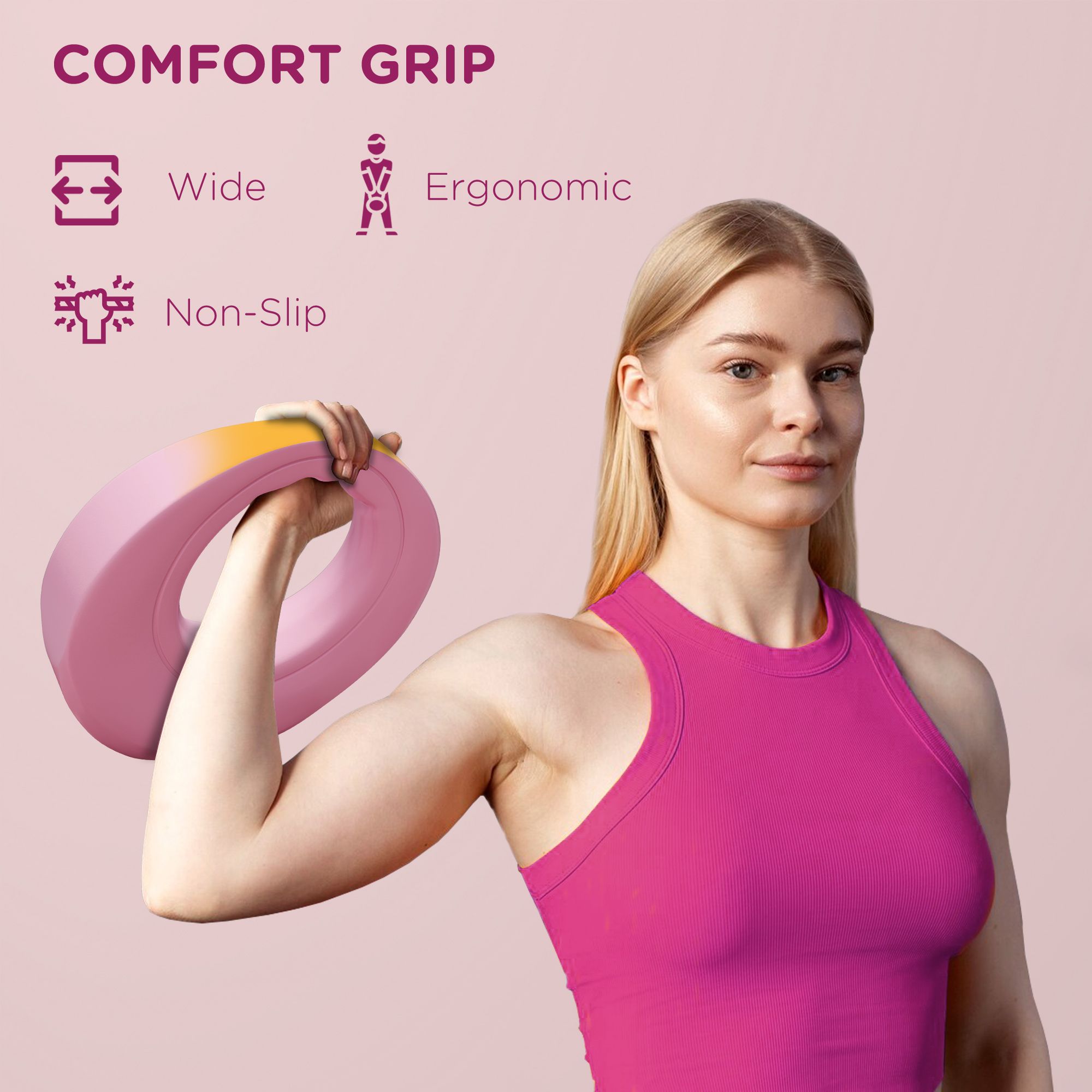 SPORTNOW 12kg Kettlebell for Weight Lifting, Strength Training, Pink image 5