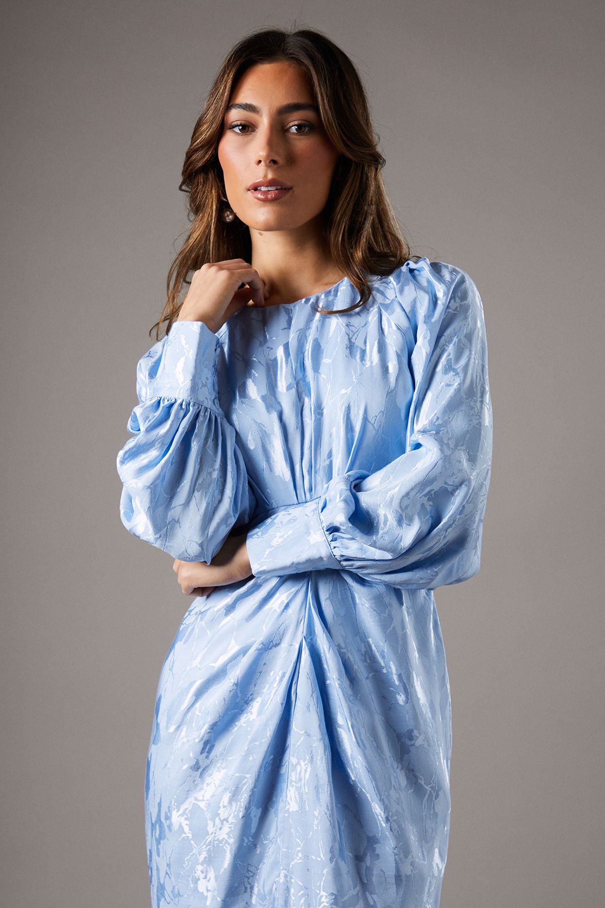 Coast Jacquard Ruched Dress Blue image 2