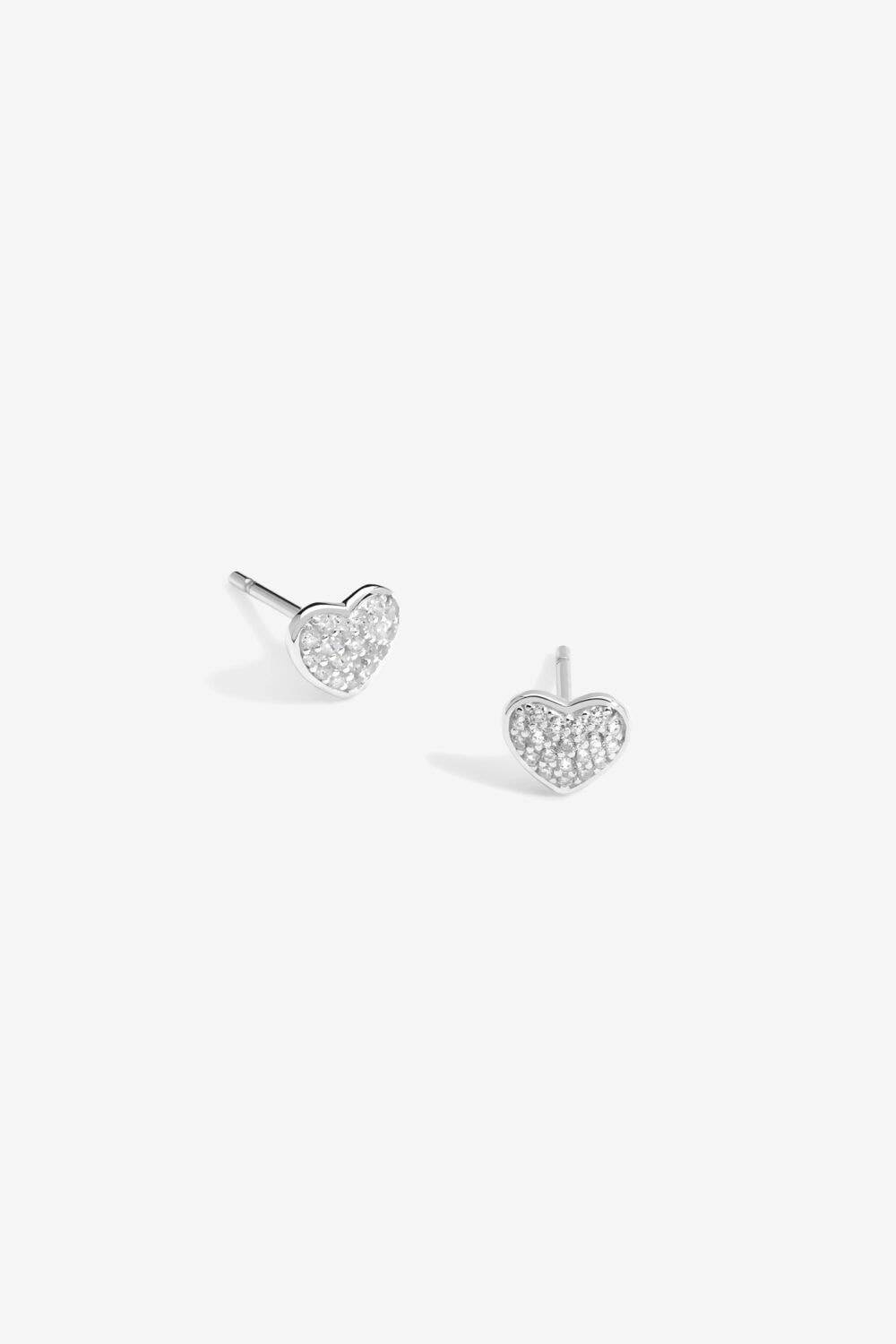 Simply Silver Simply Silver Sterling Silver 925 Pave Heart Stud Earrings
