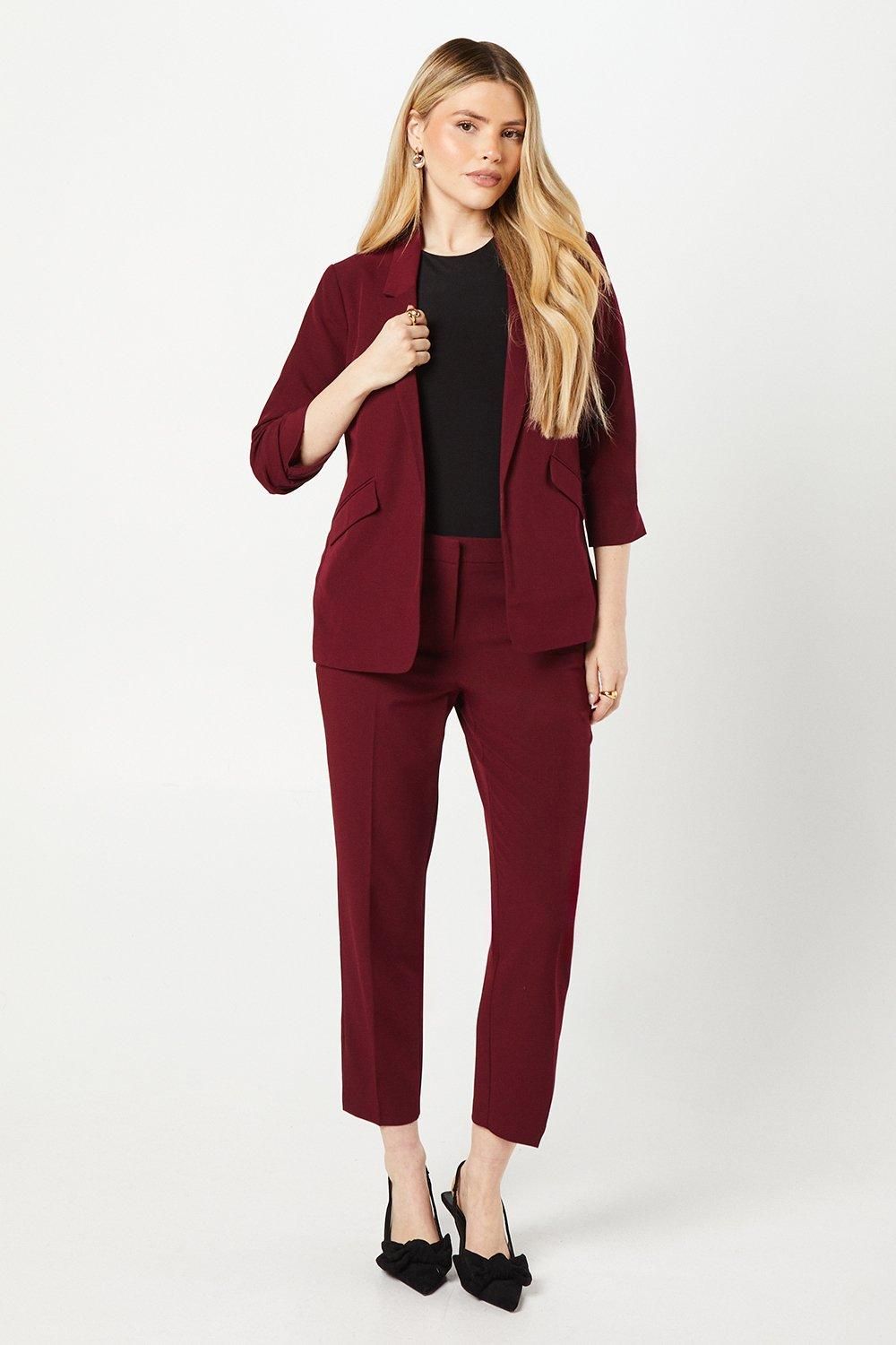 Dorothy Perkins Slim Leg Tailored Ankle Grazer Trouser Burgundy image 4