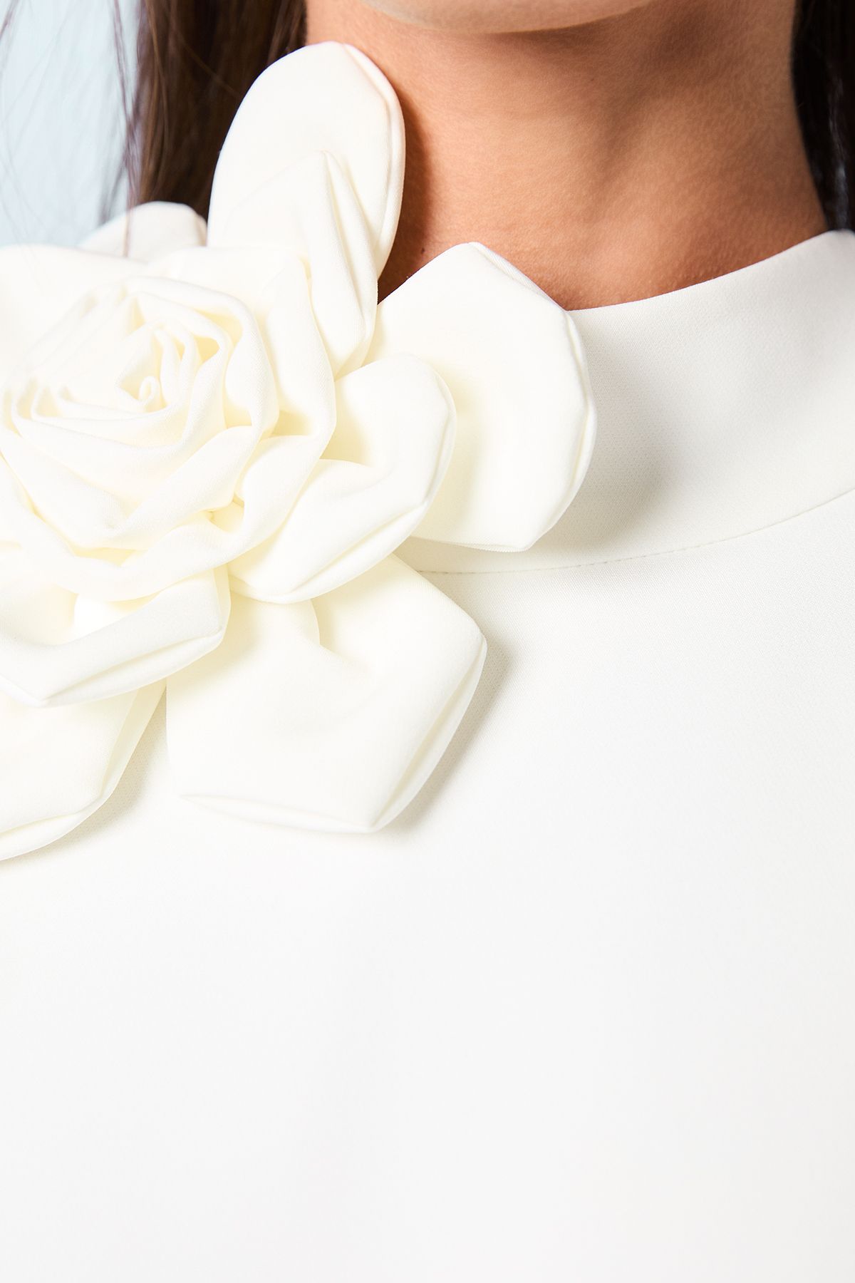 Coast High Neck Corsage Detail Midi Wedding Dress Ivory image 5