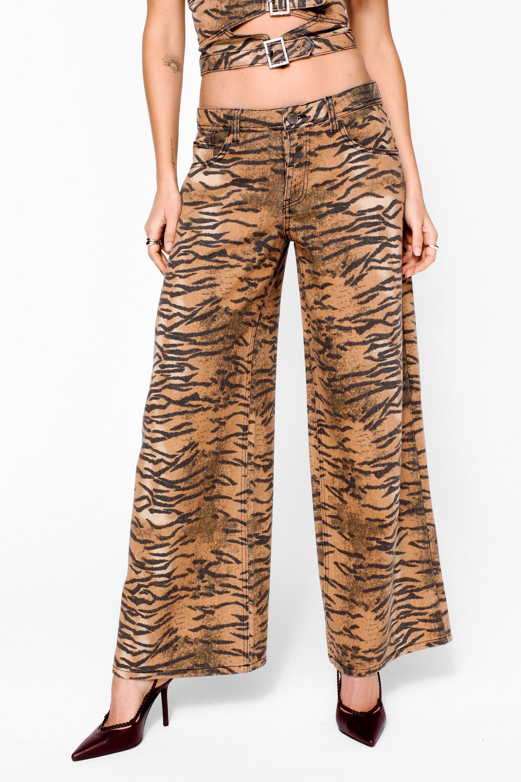 NastyGal Tiger Print Straight Leg Jean Animal image 2