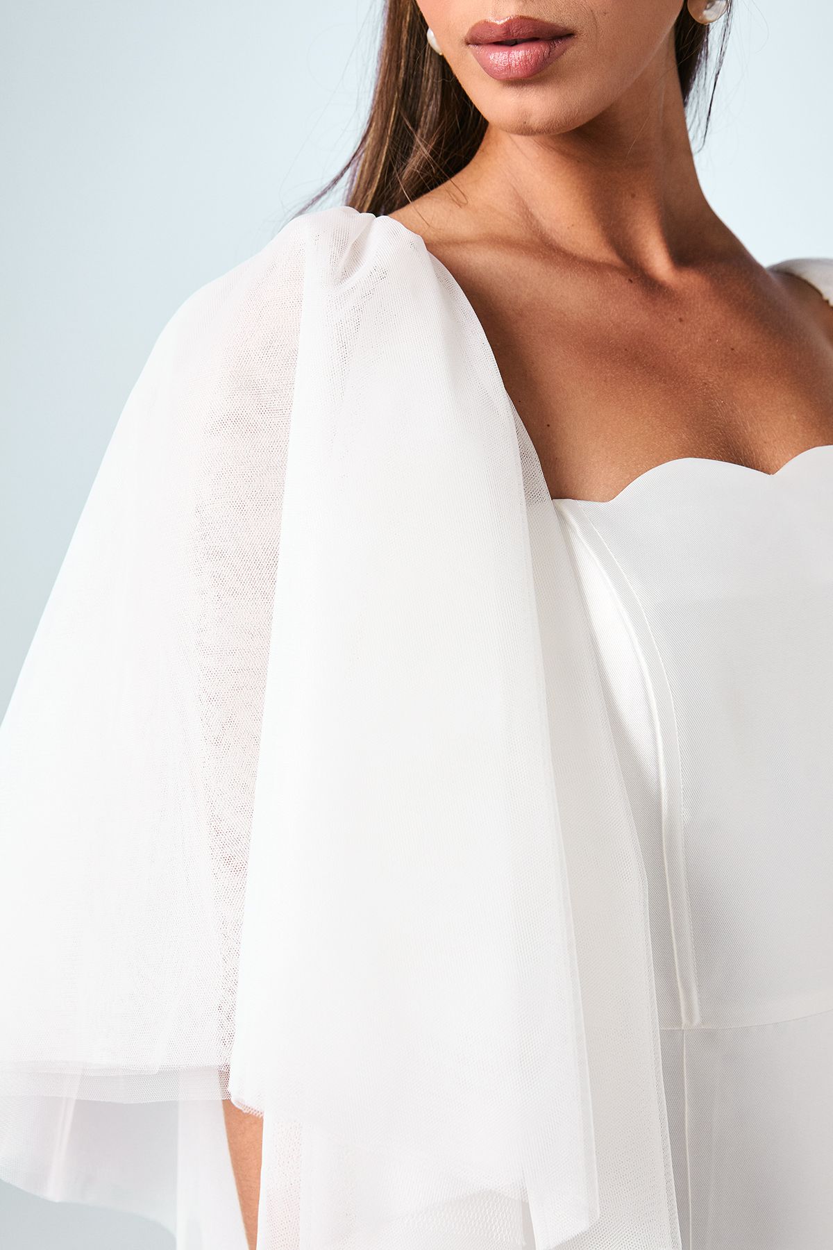Coast Statement Sleeve Tulle Bridal Cape Ivory image 6
