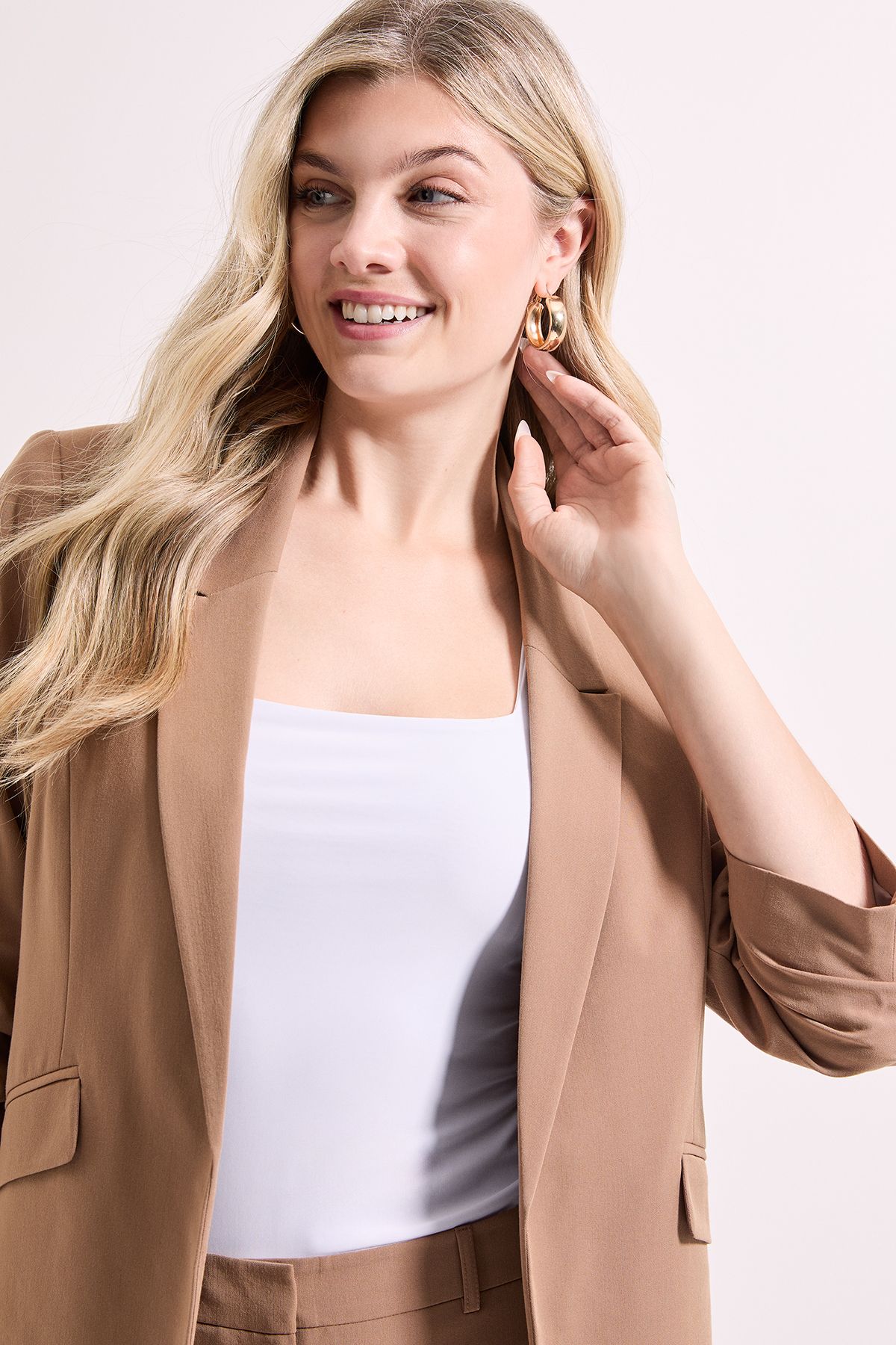 Dorothy Perkins Ruched Sleeve Blazer Mocha image 3