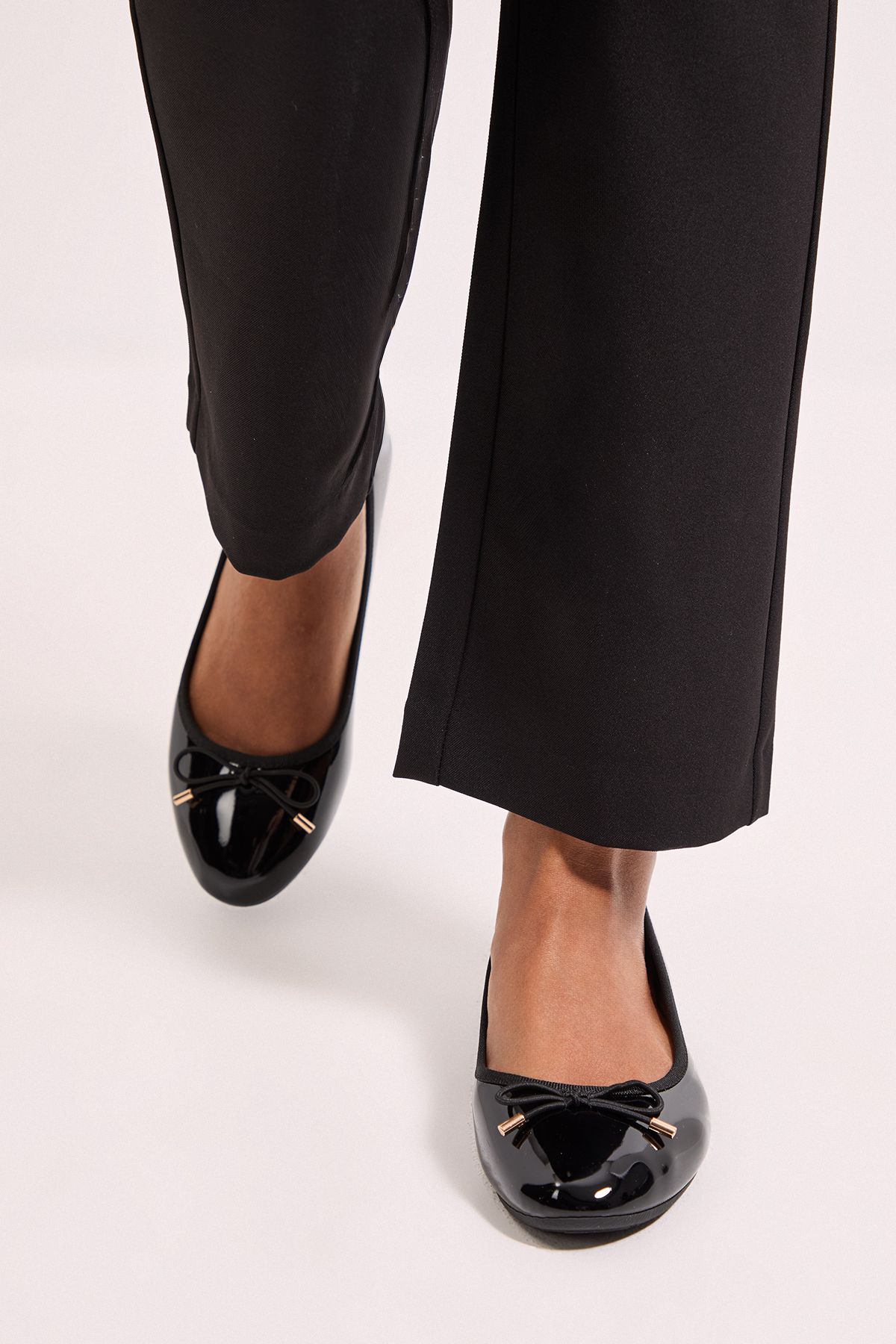 Dorothy Perkins Penny Faux Patent Leather Comfort Ballerinas True Black image 2