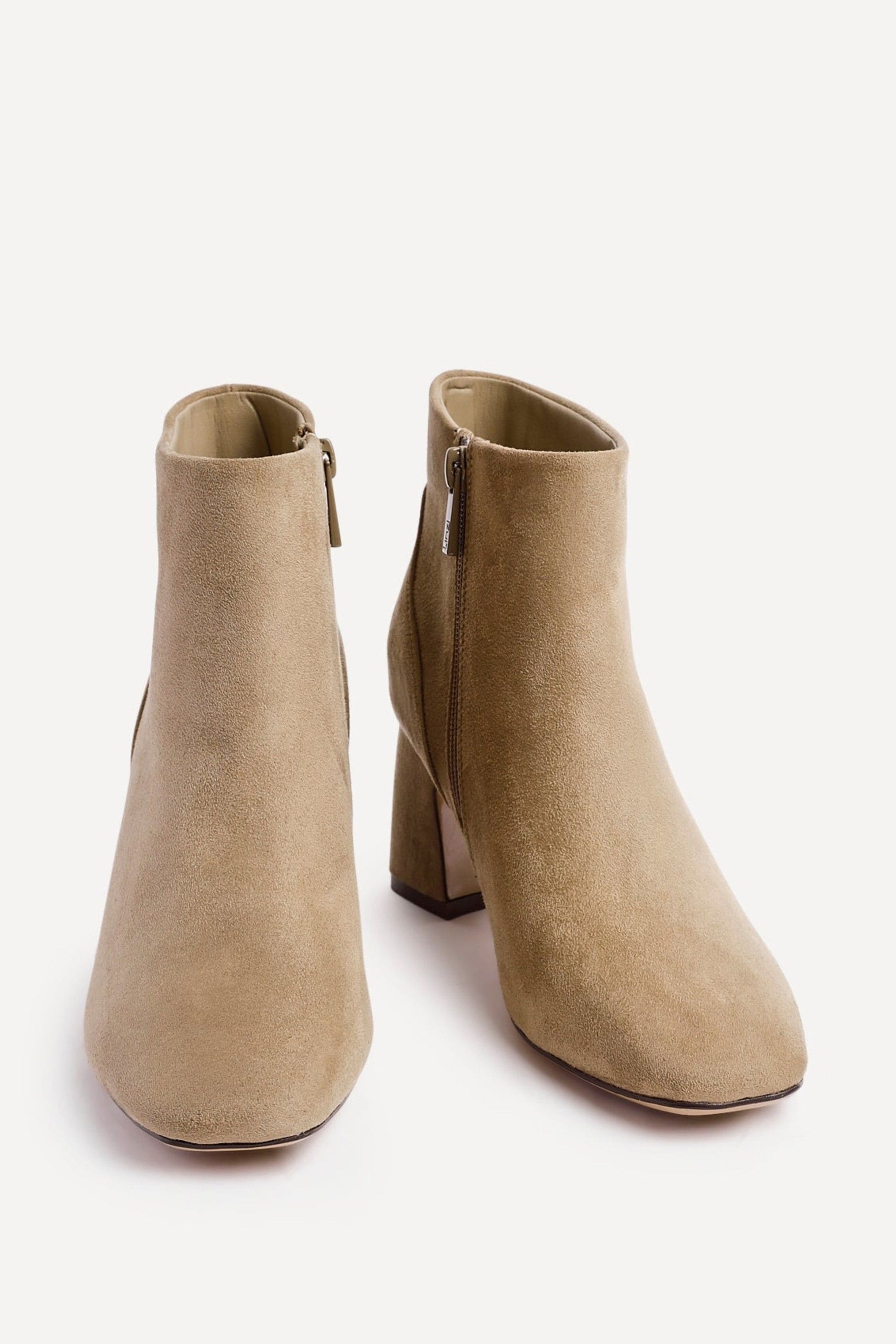 Linzi Cove Mocha Faux Suede Soft Square Toe Block Heel Ankle Boot image 3