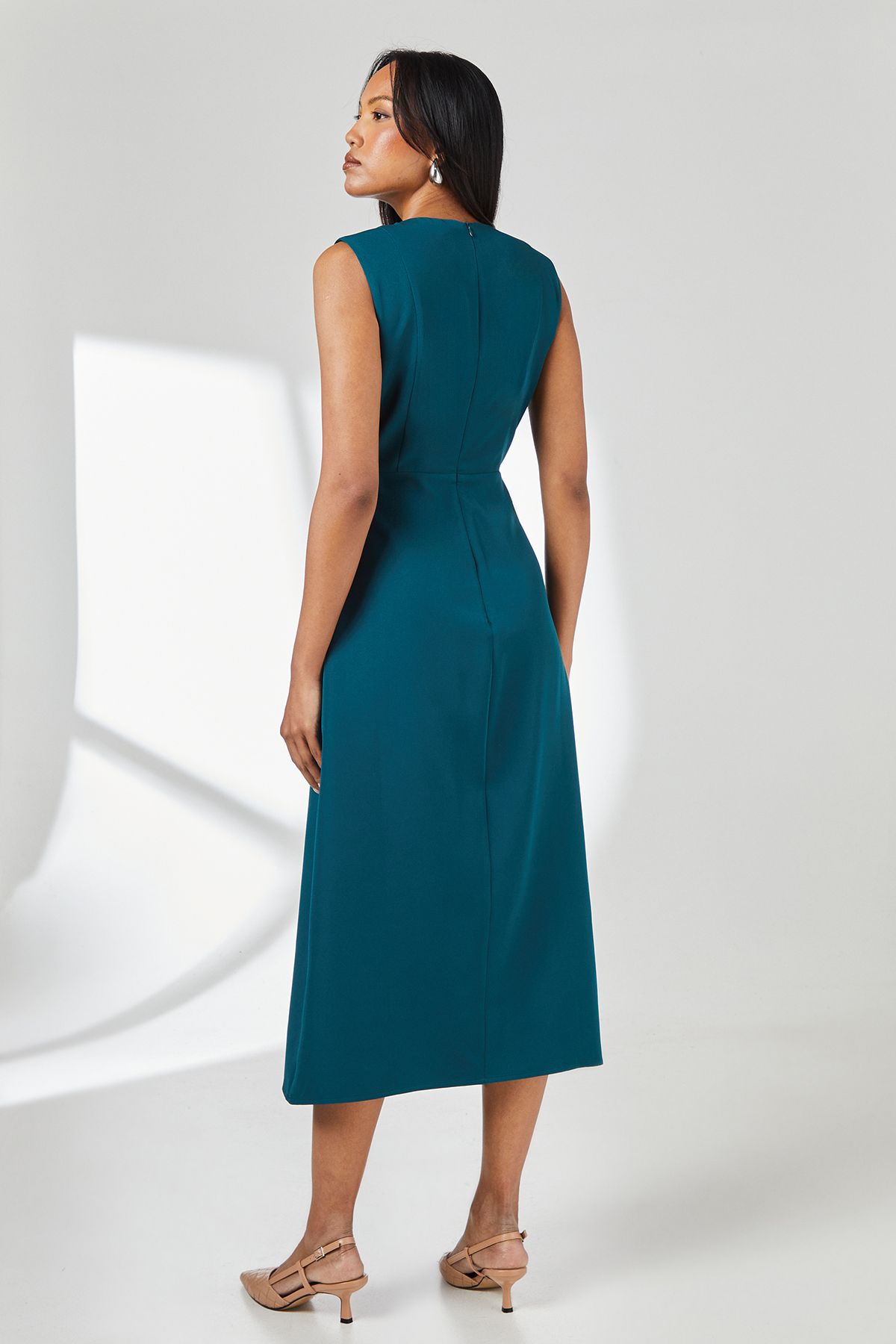Principles Teal Contrast Detail Crepe Column Dress Teal image 3