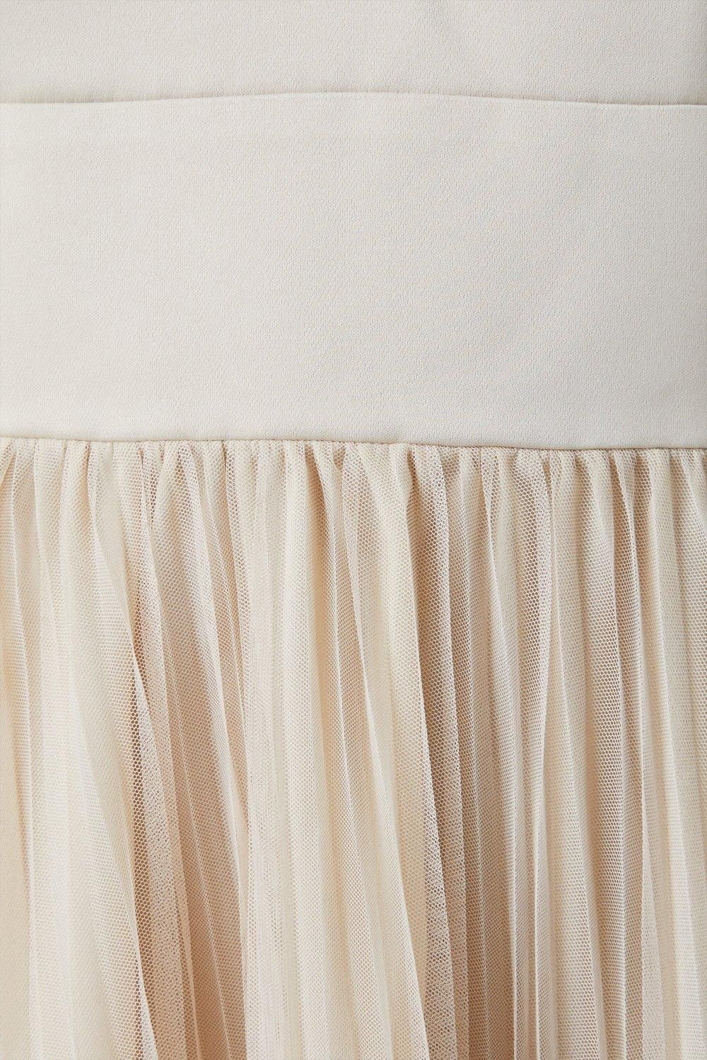 Coast Satin Bodice Tulle Skirt Midi Bridesmaid Dress Champagne image 4